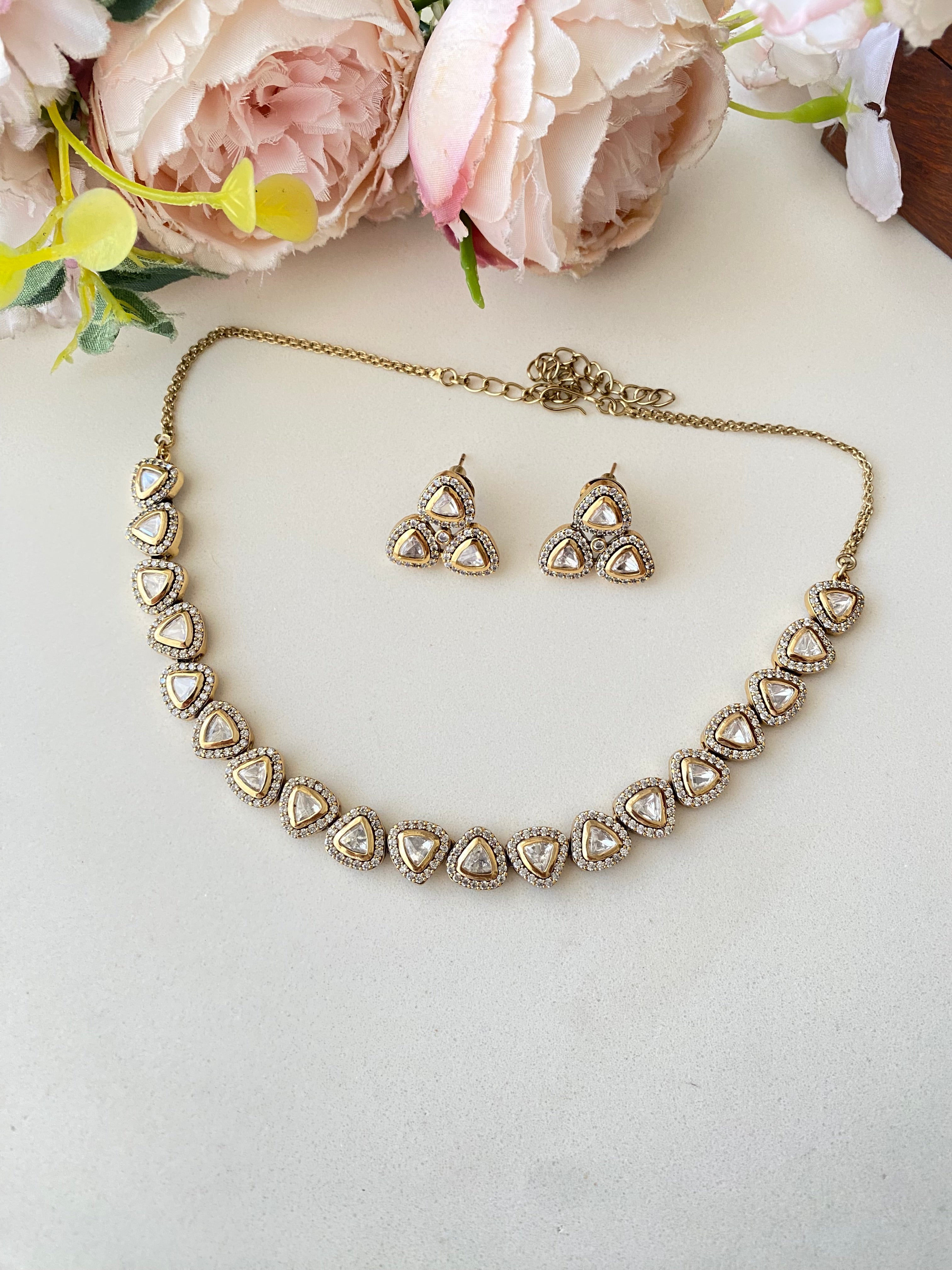 Moissanite Polki Necklace Set
