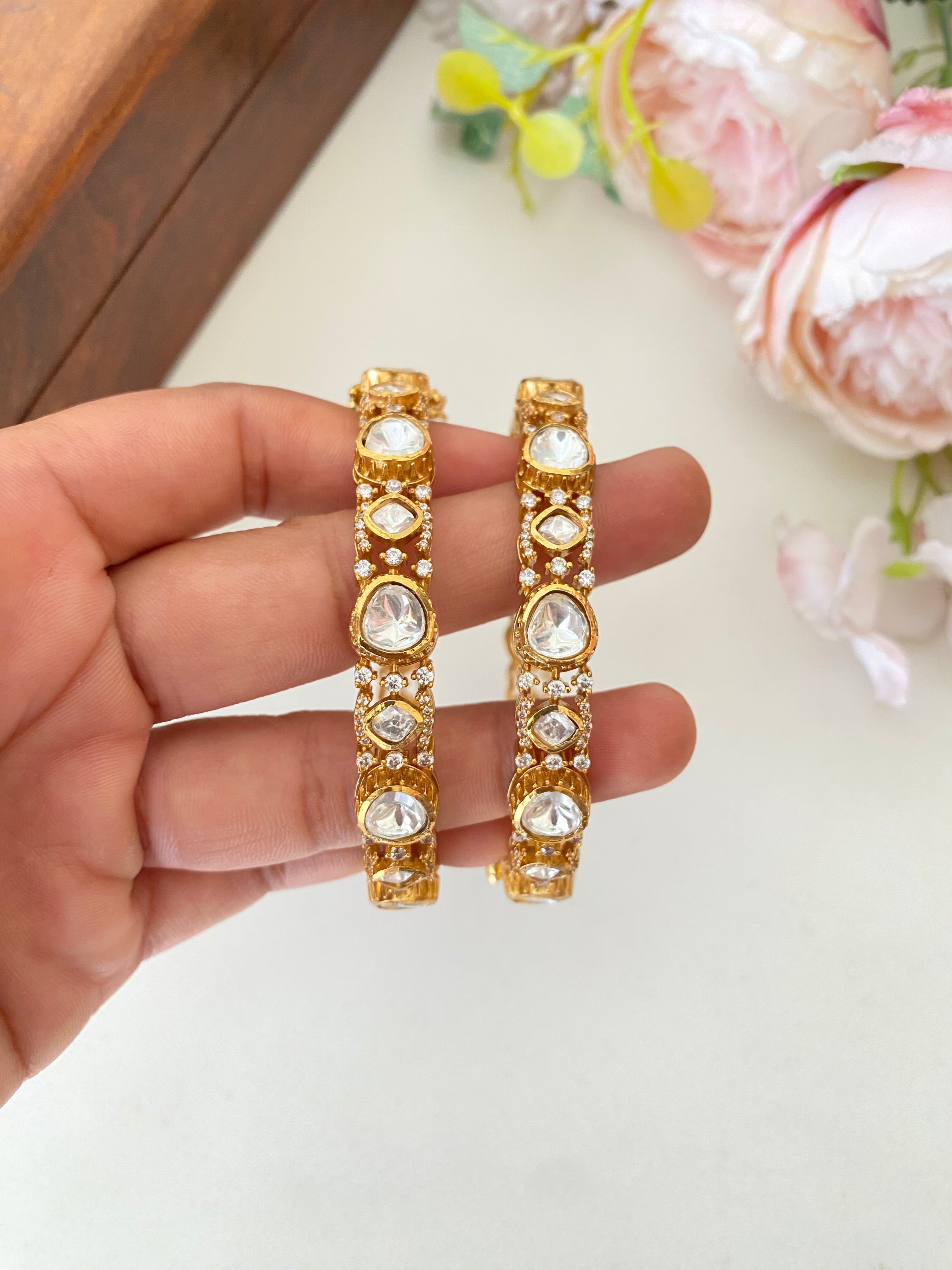 Gold plated Moissanite Bangles