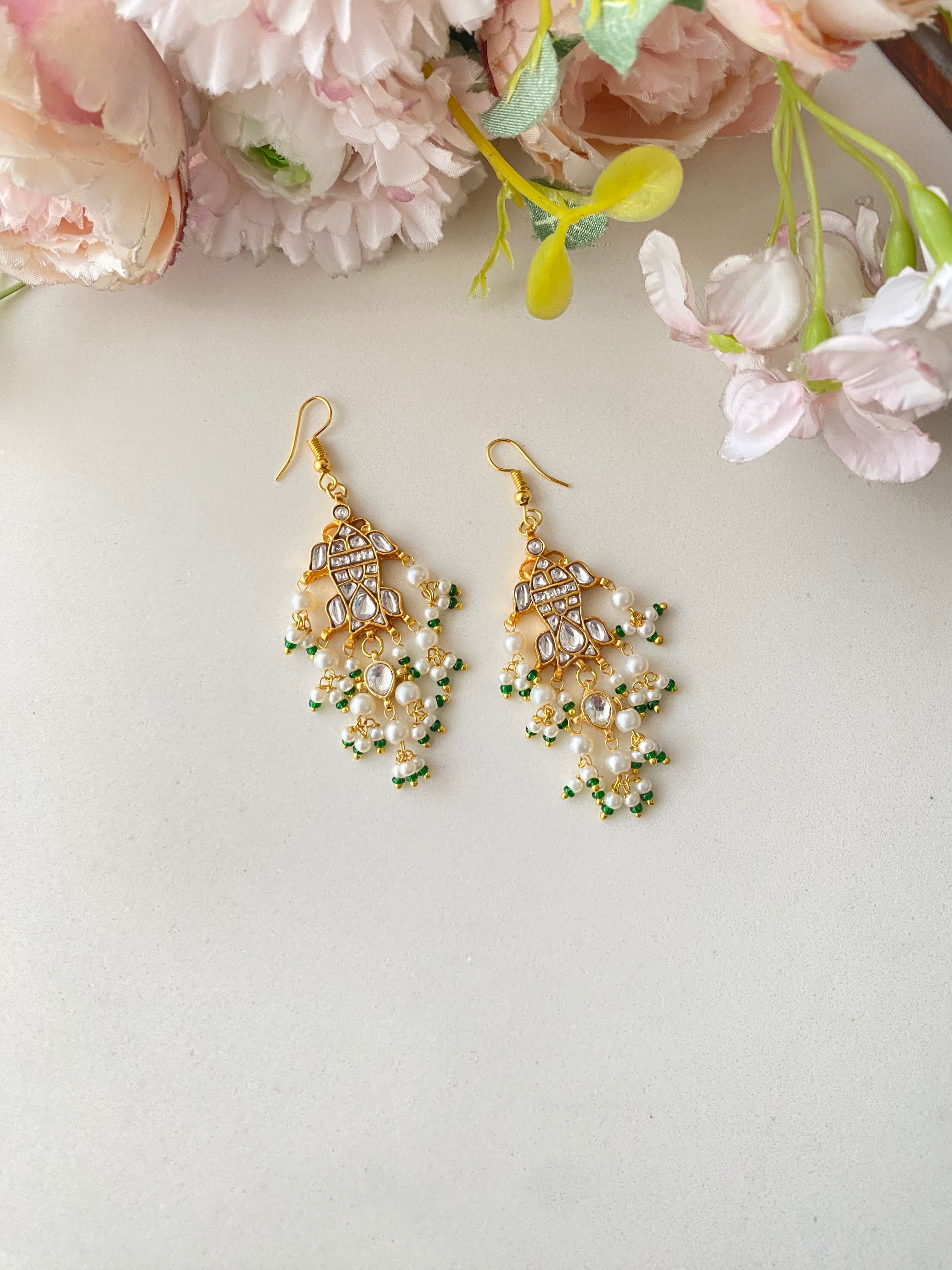 Gold Plated Kundan Fish Earring