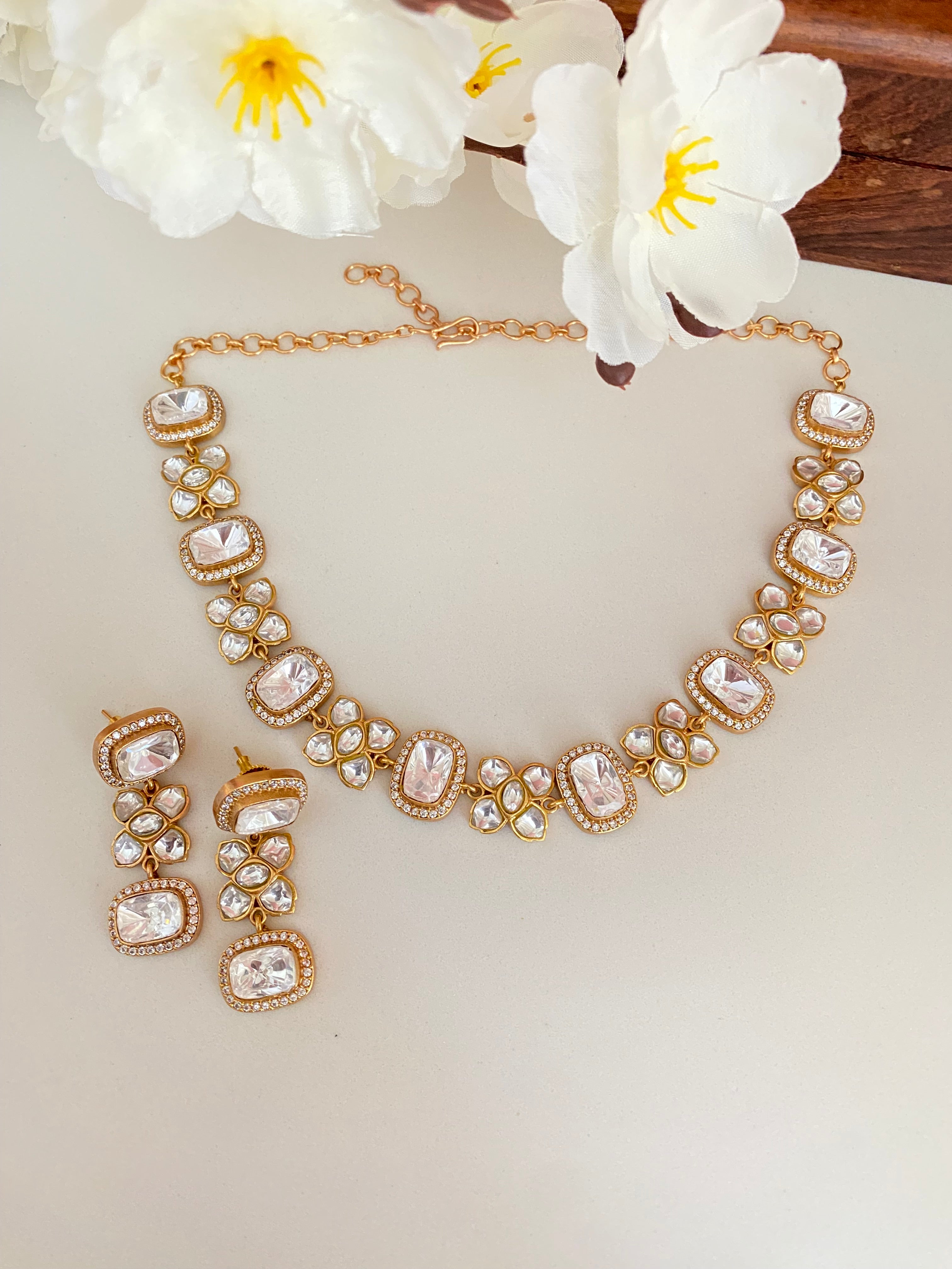 Gold plated Moissanite Choker set
