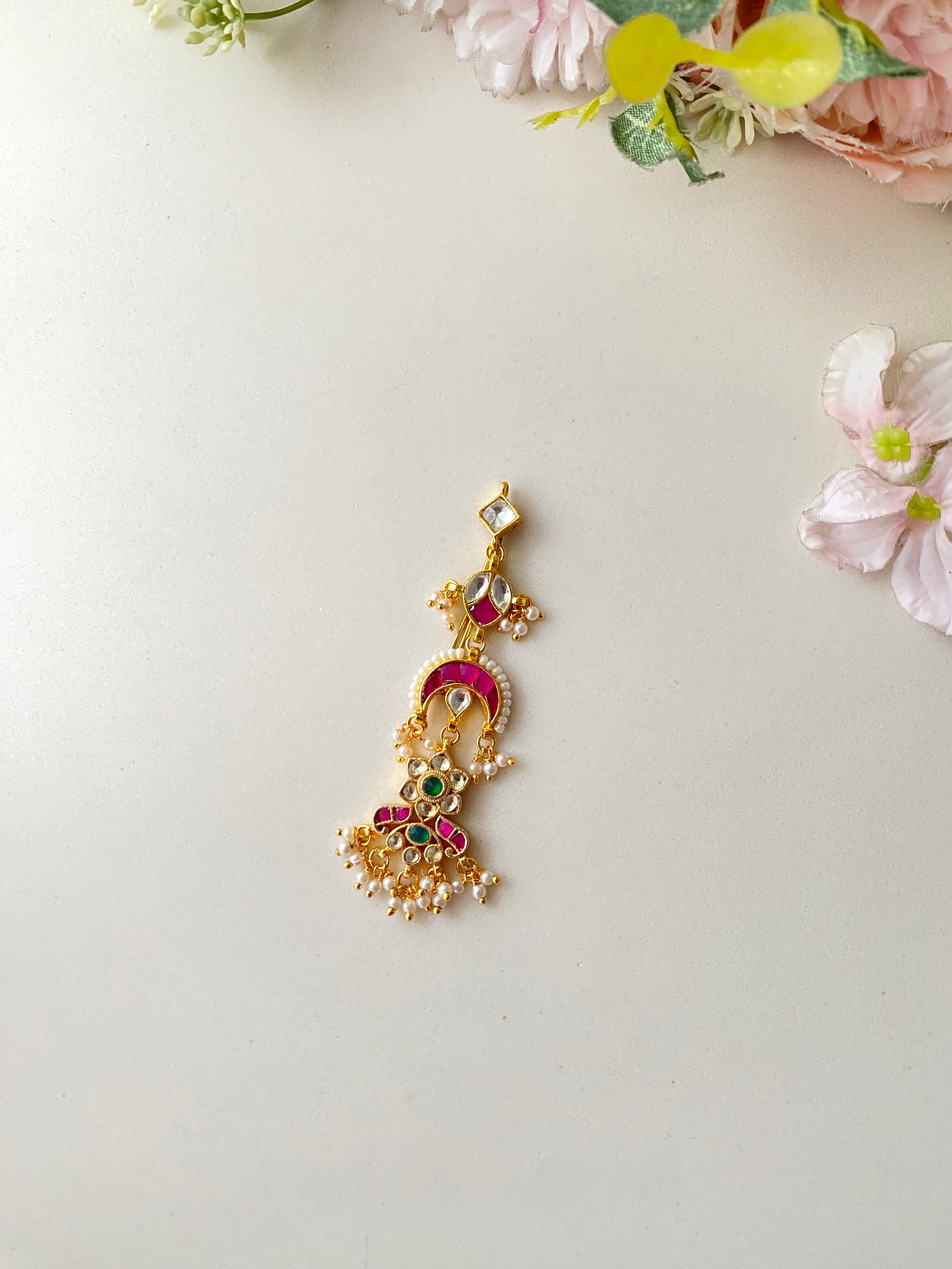 Gold Plated Kundan braid pin