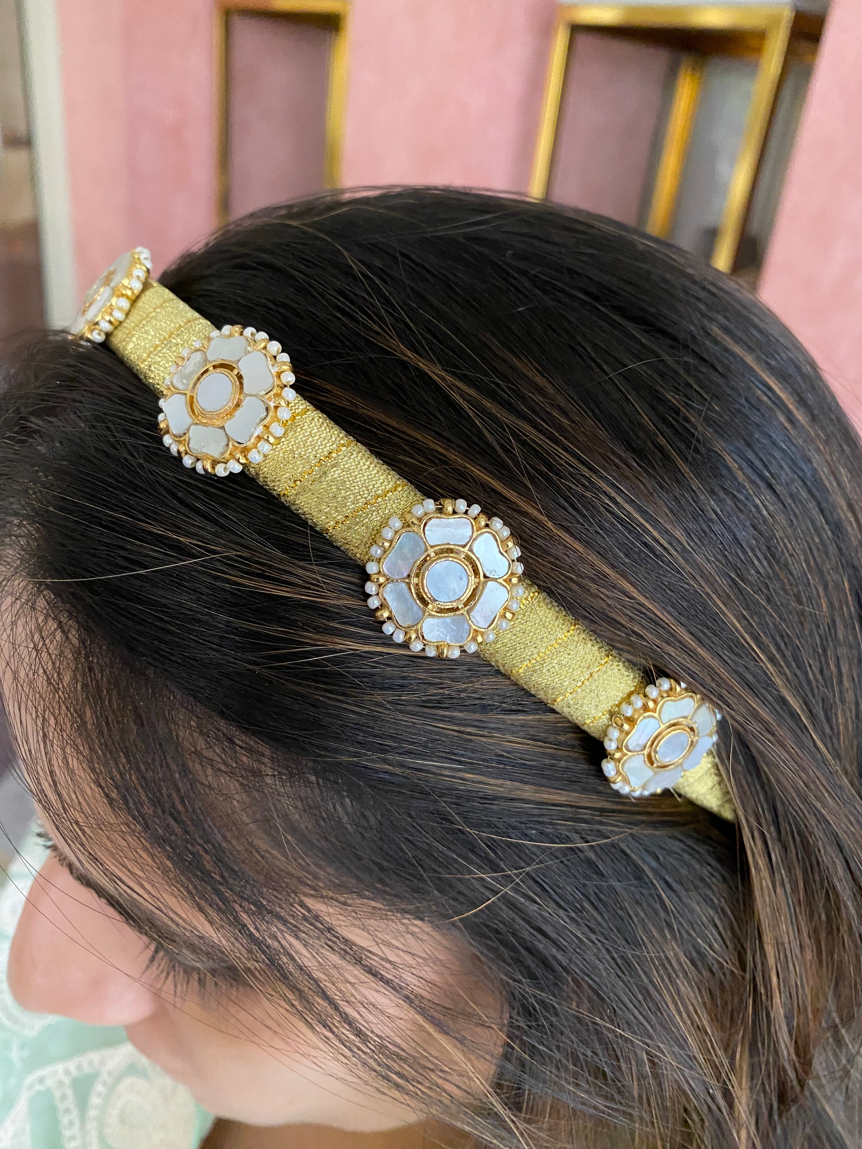 Gold Plated mother of pearl Hairband