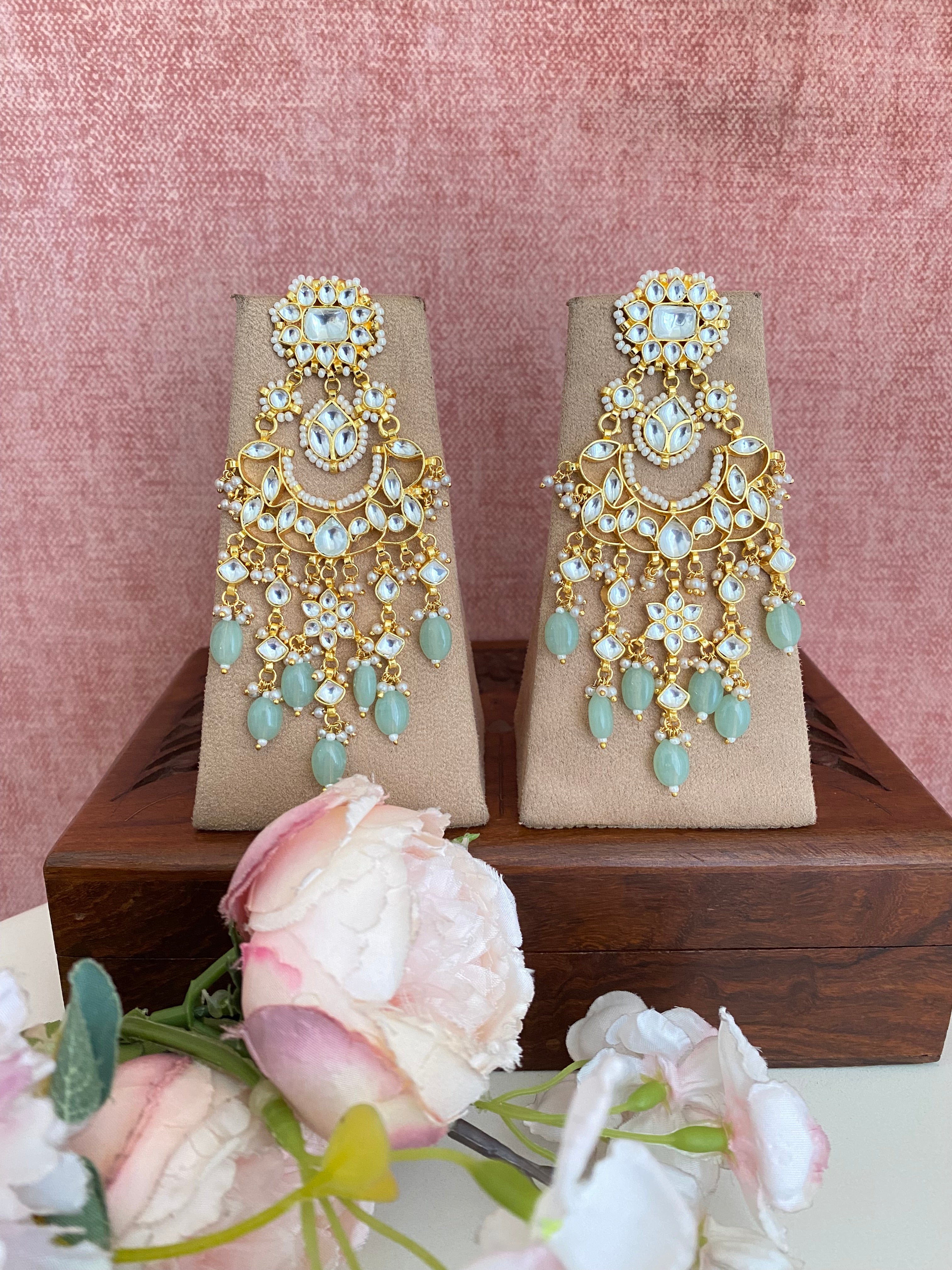 Gold Plated Jadau Kundan Earrings