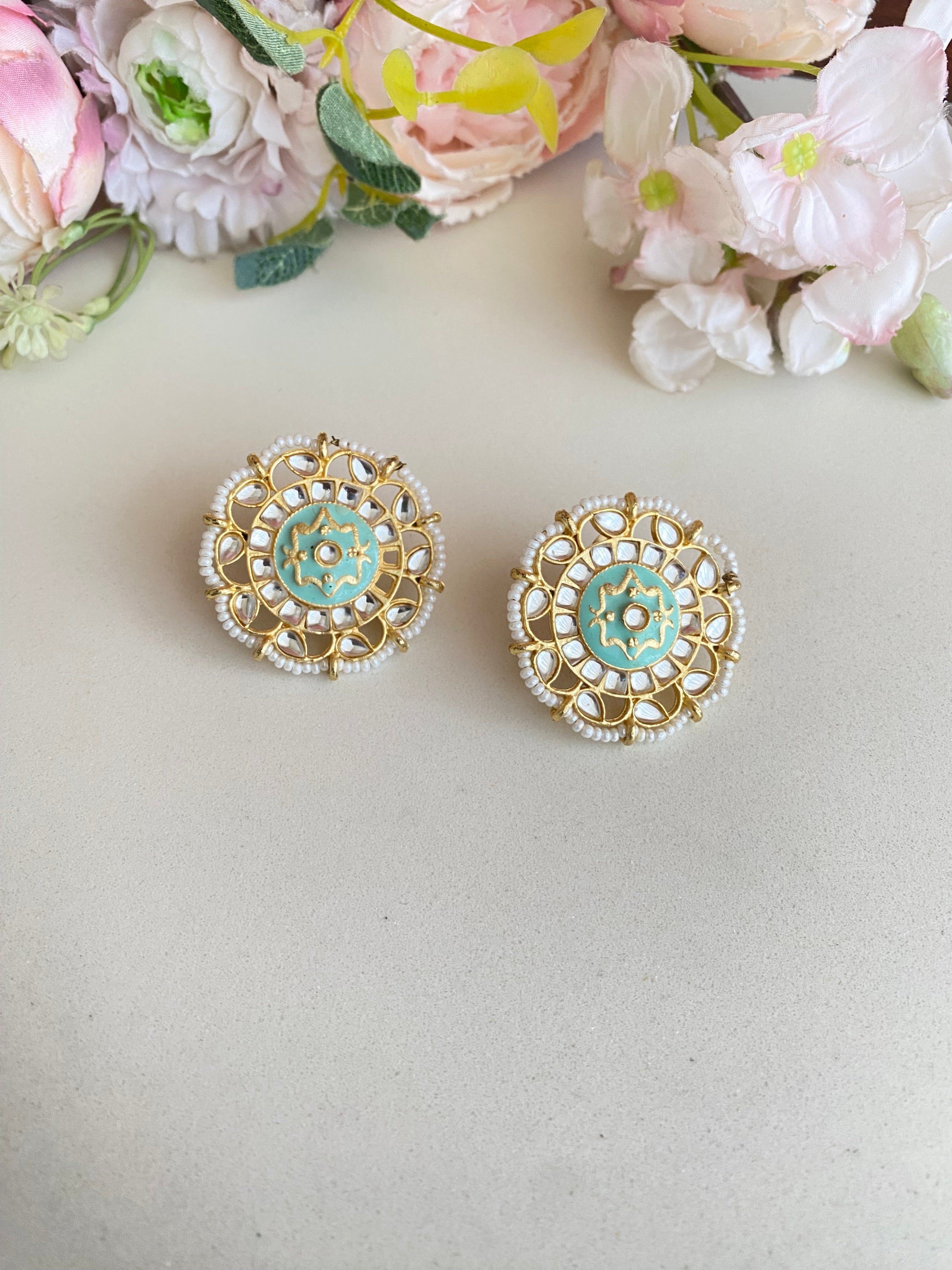 Meenakari Kundan Studs