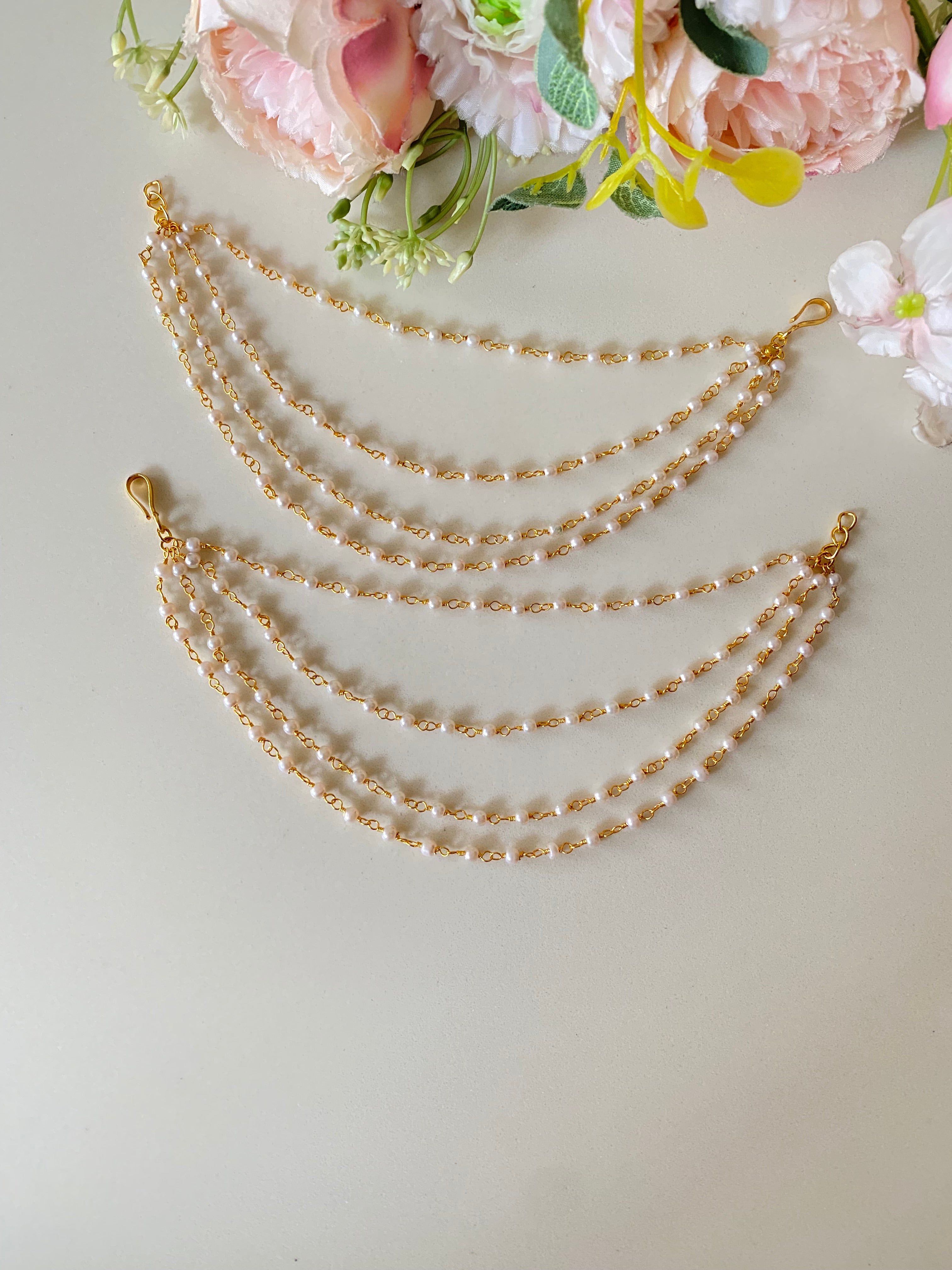Gold plated Pearl ear chain