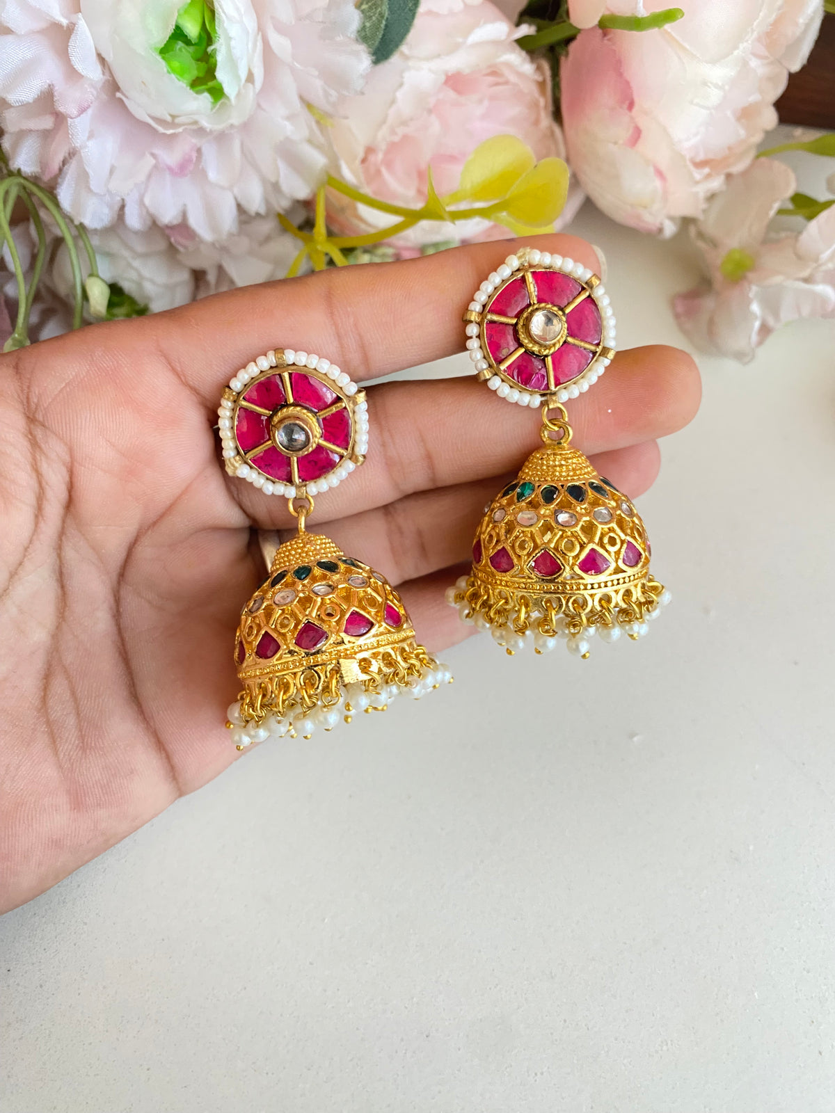 Gold Plated Kundan Jhumka