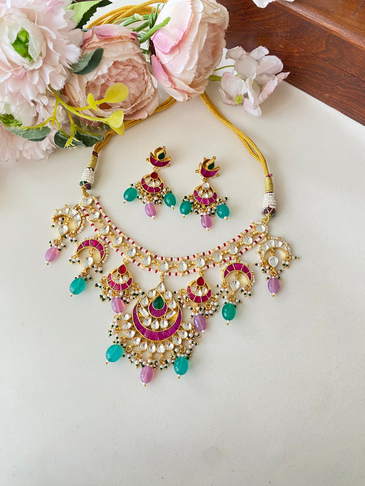 Gold Plated Kundan Necklace Set