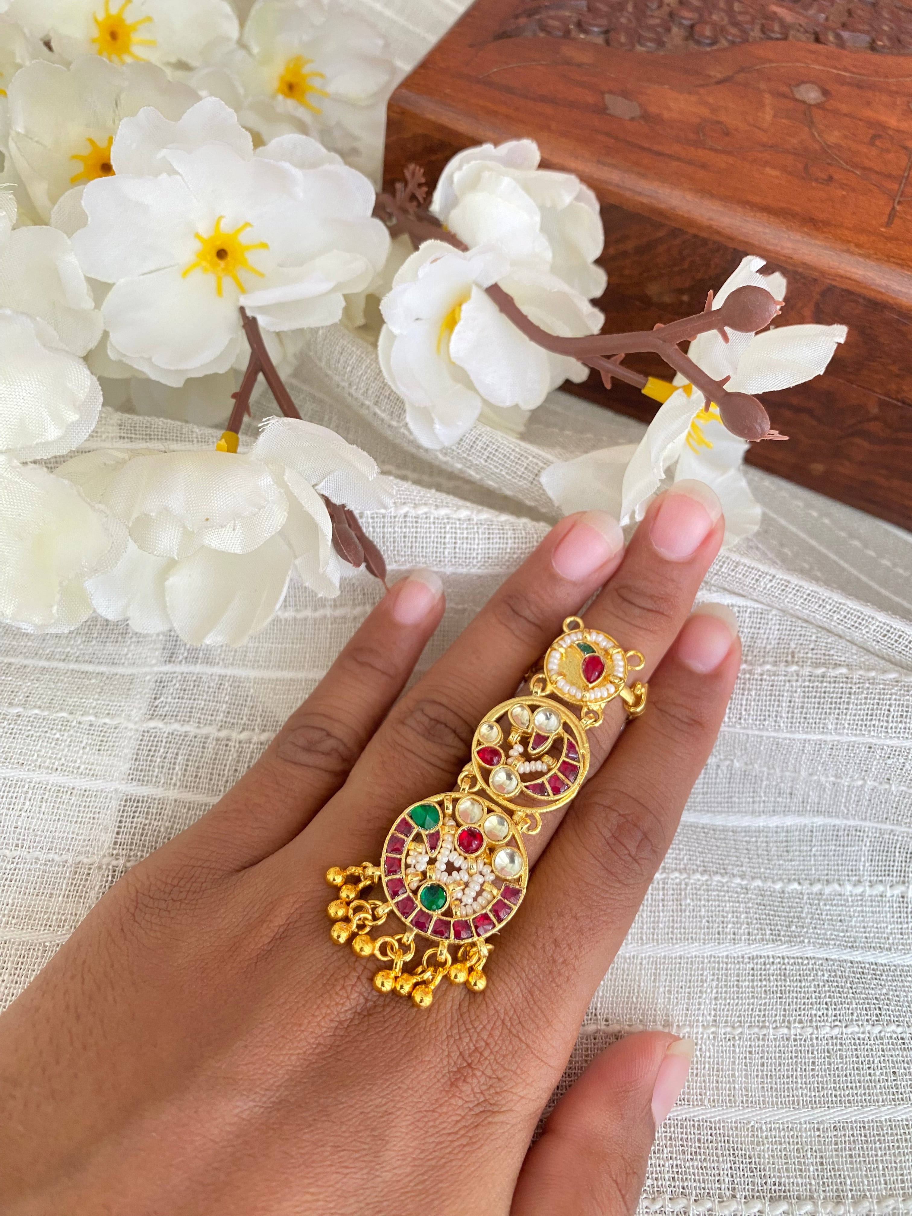 Gold plated Kundan Ring