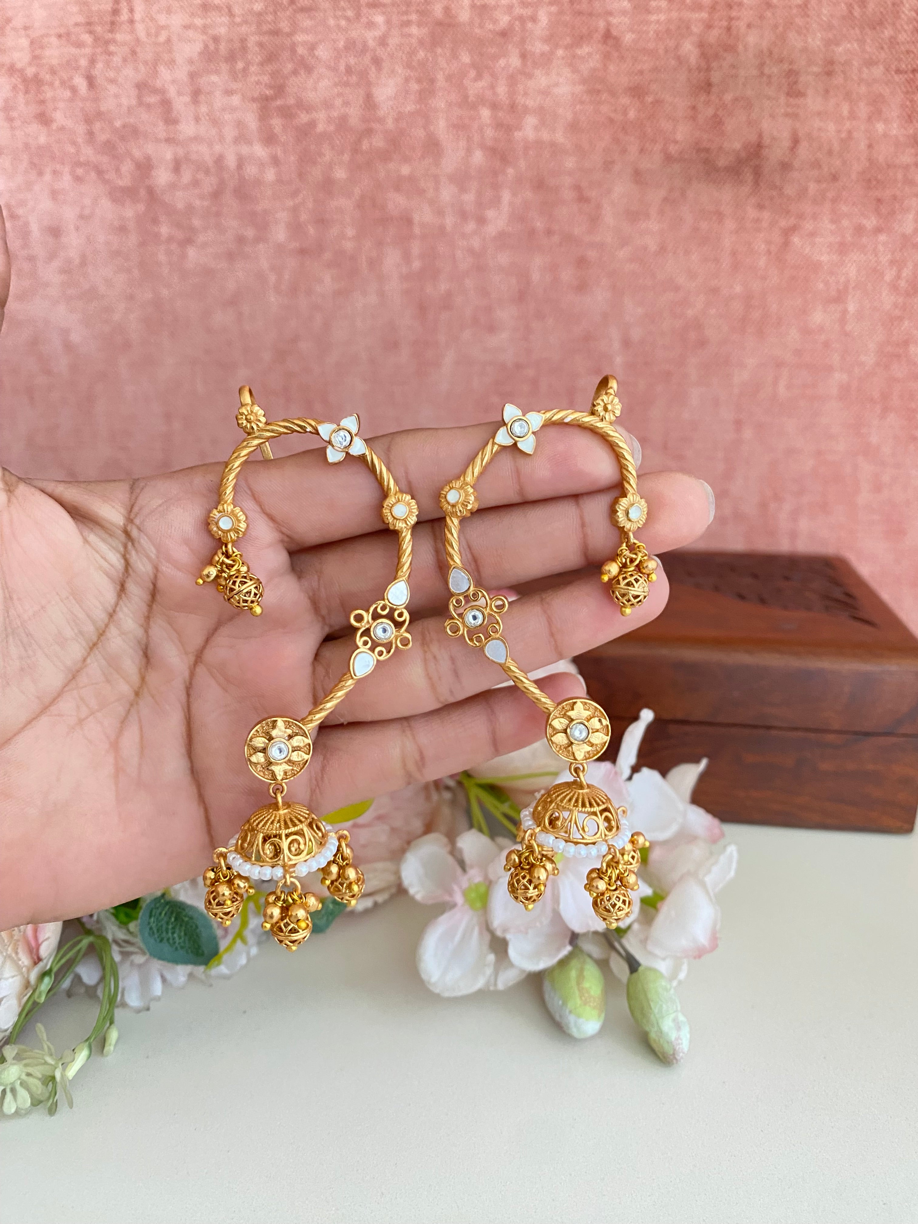 Gold plated Kundan Ear Cuff