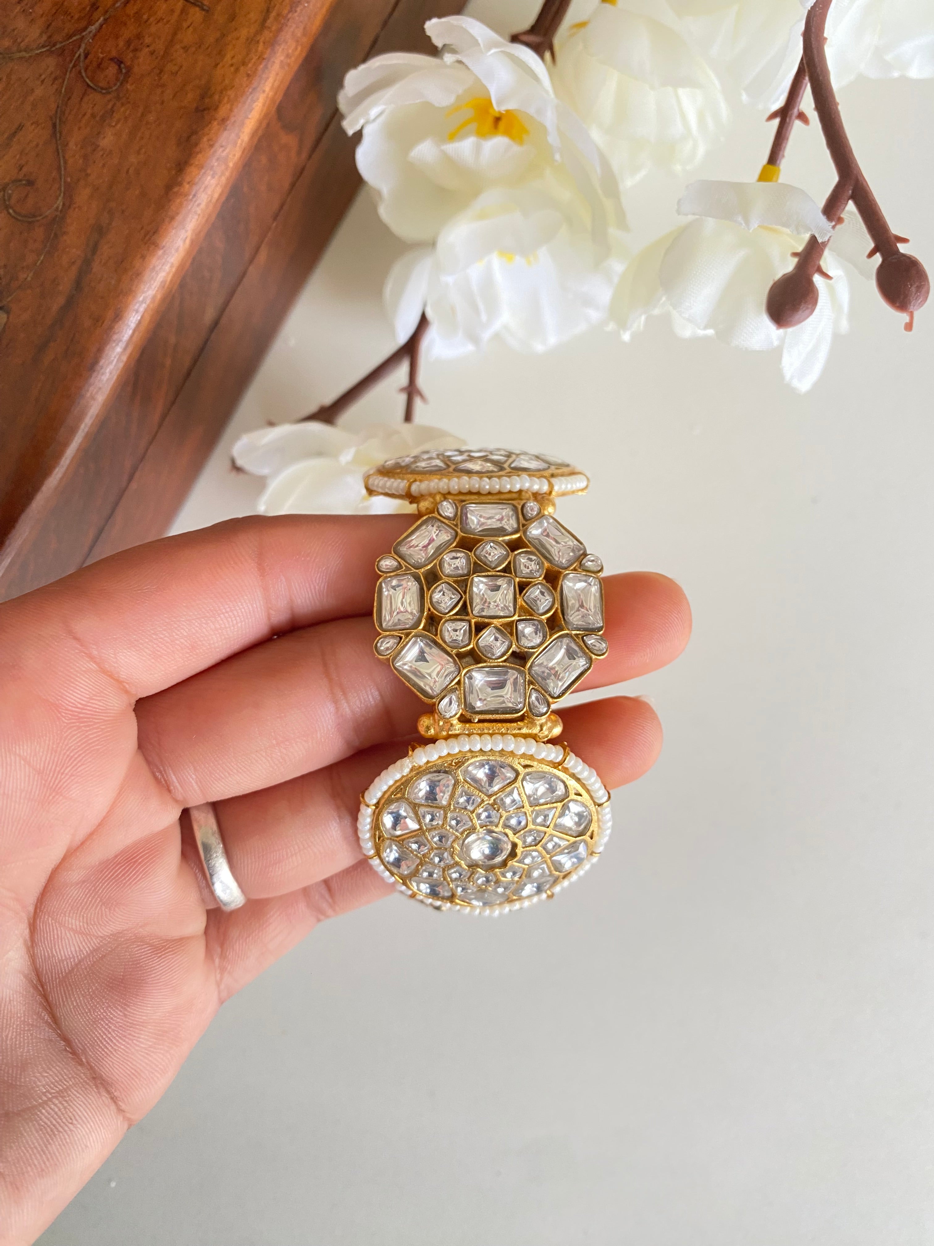 Gold Plated Kundan kada