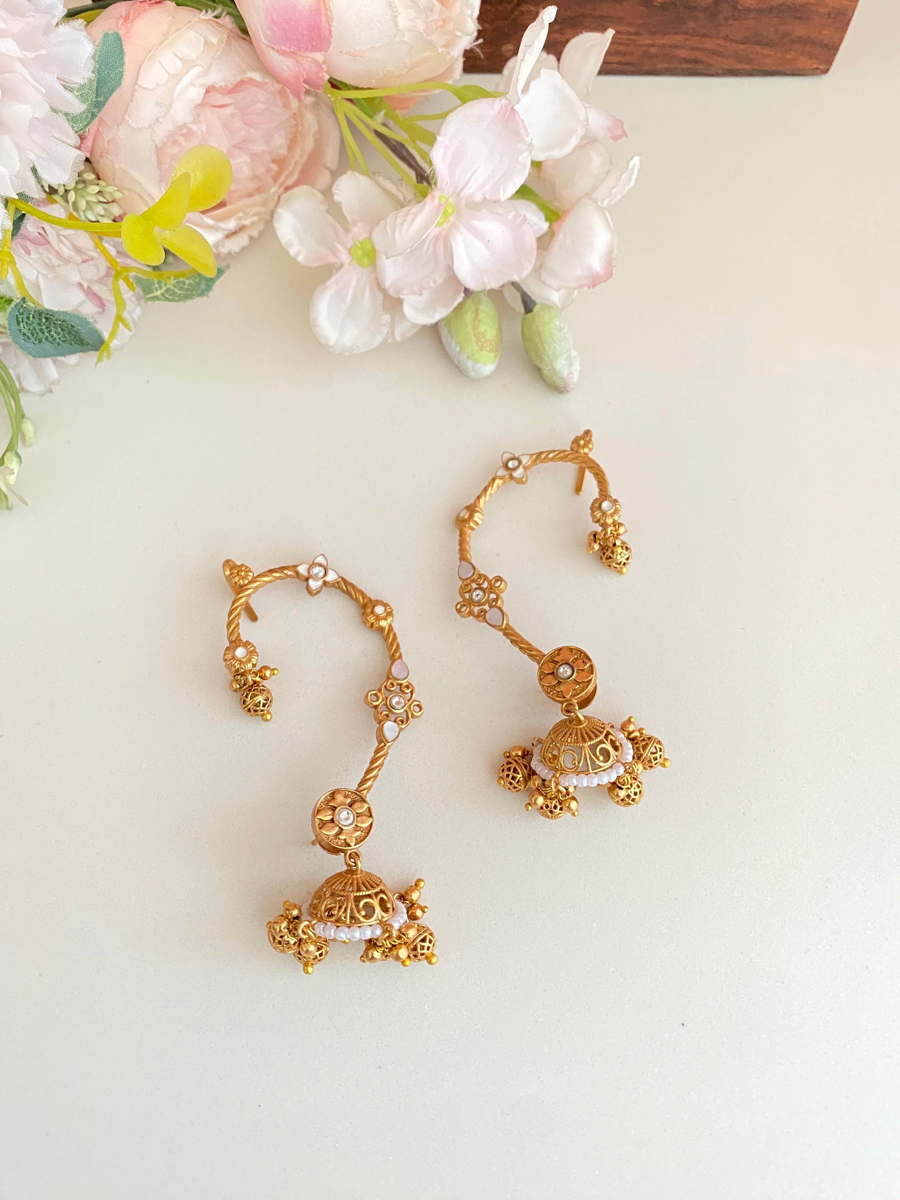 Gold plated Kundan Ear Cuff