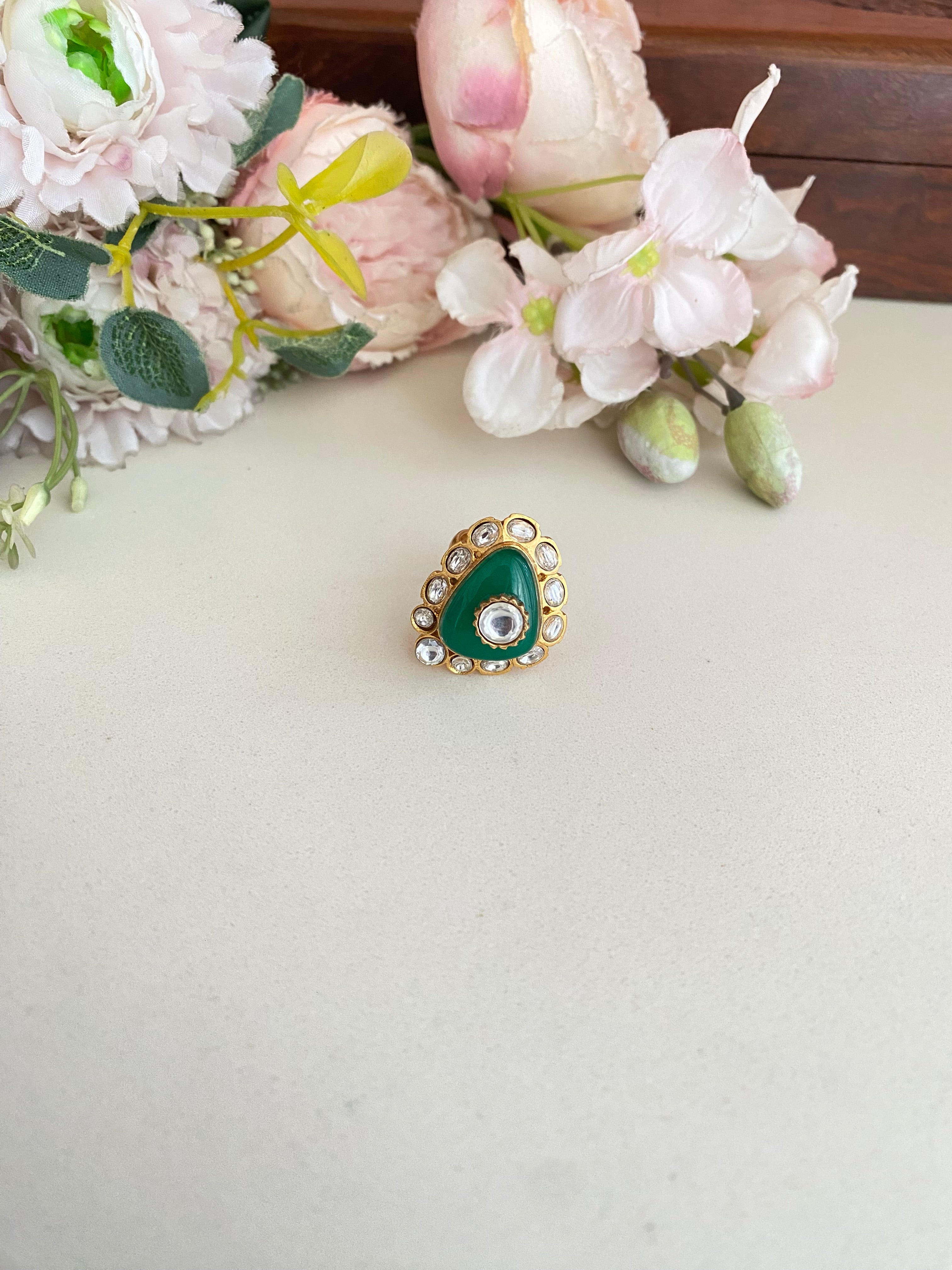 Moissanite Polki Ring