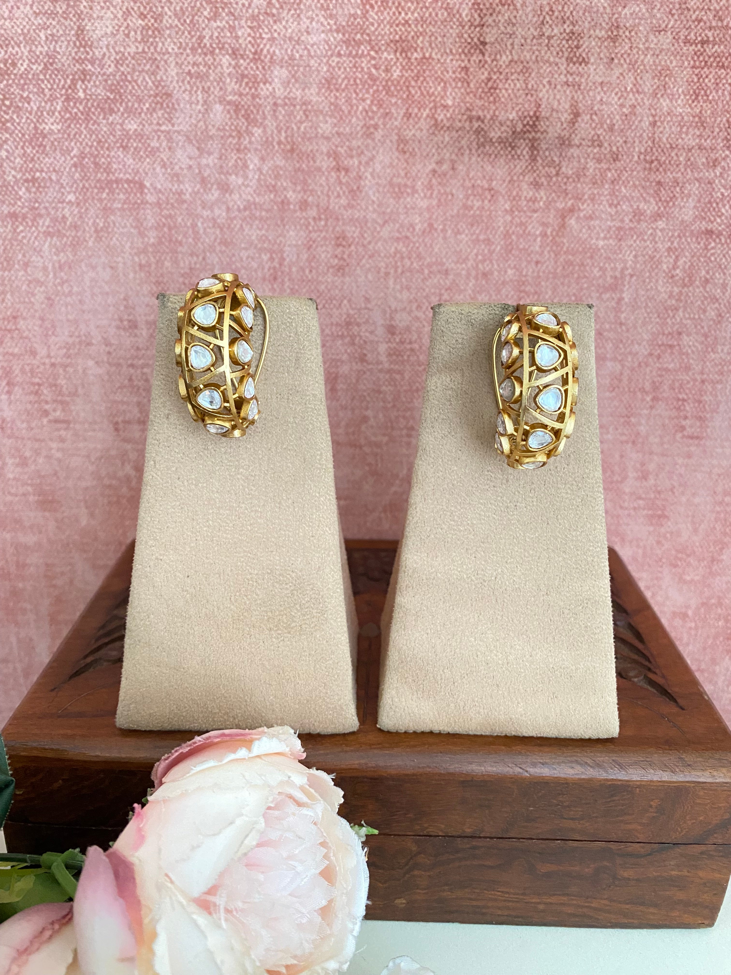 Gold plated Moissanite Hoops Earrings