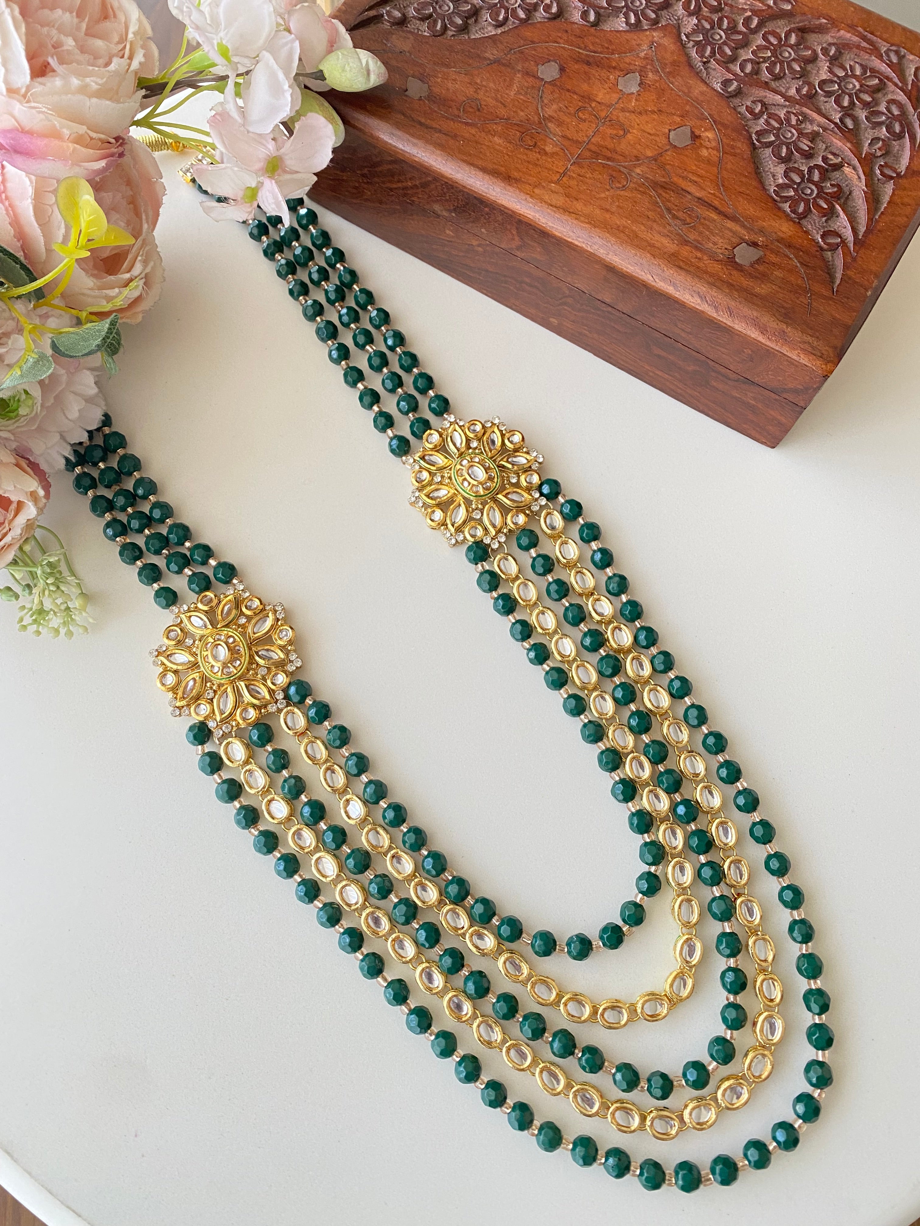 Gold Plated Kundan Groom Maala