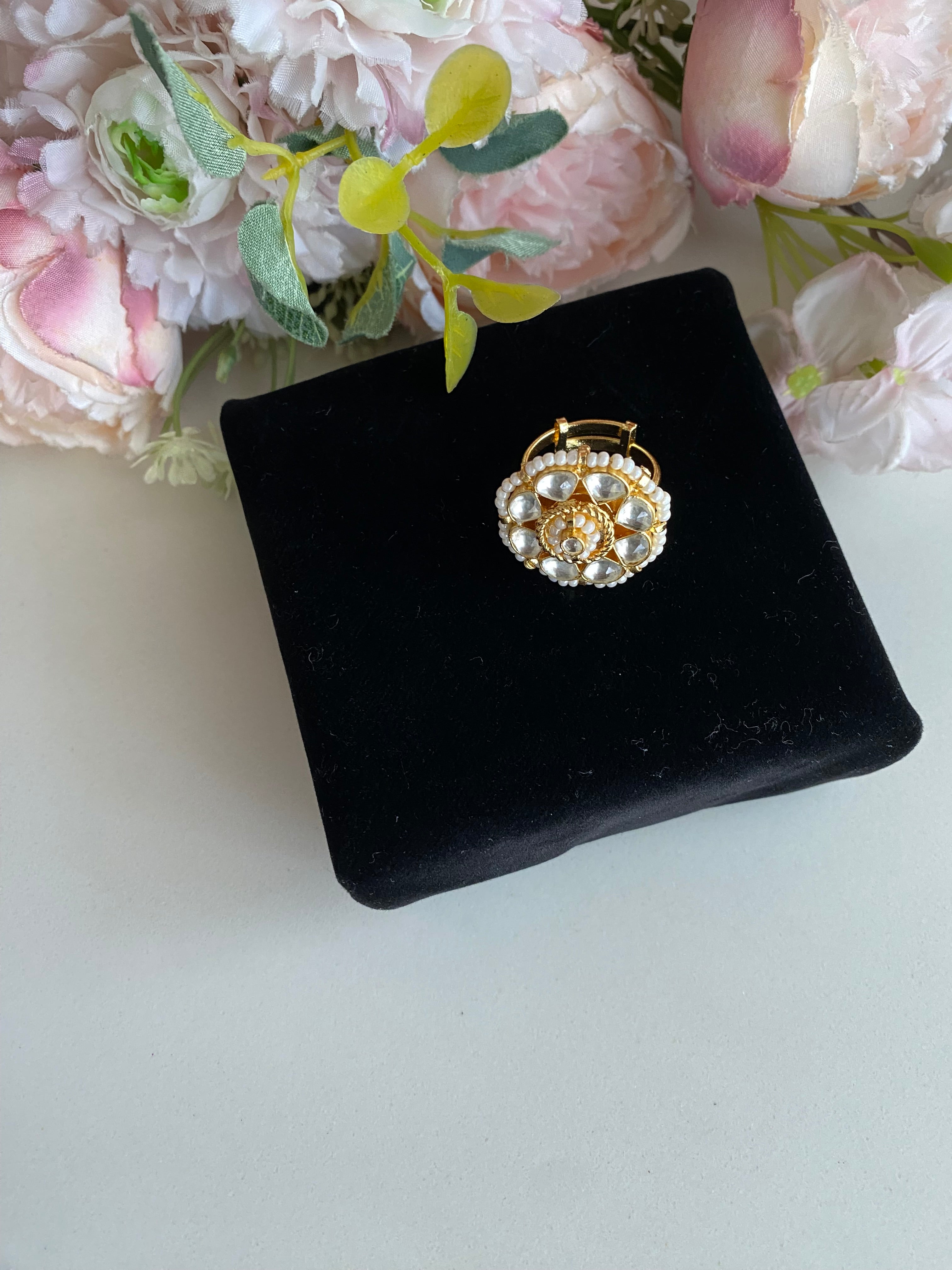 Gold plated Kundan Ring