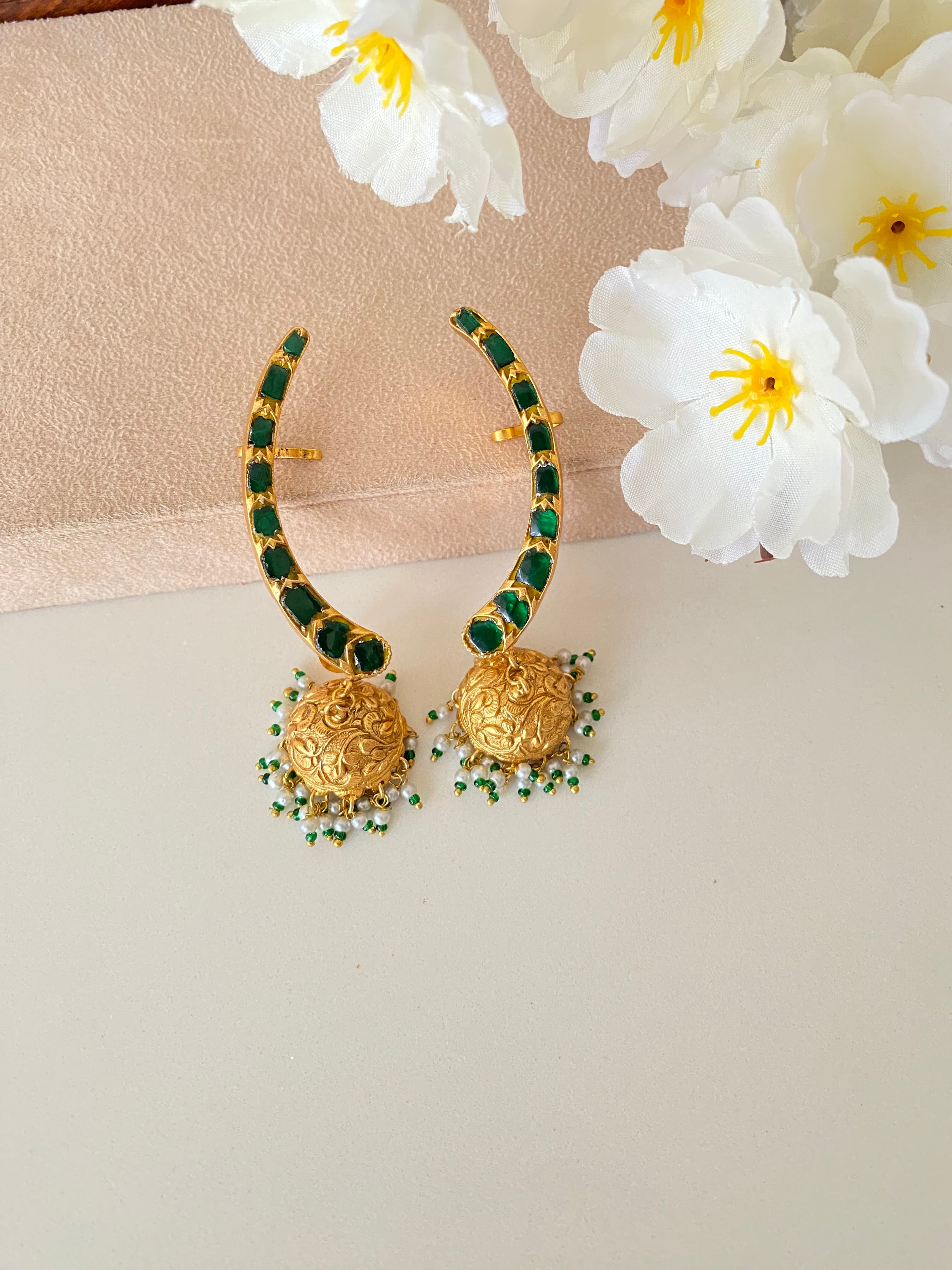 Gold plated Kundan Ear Cuff