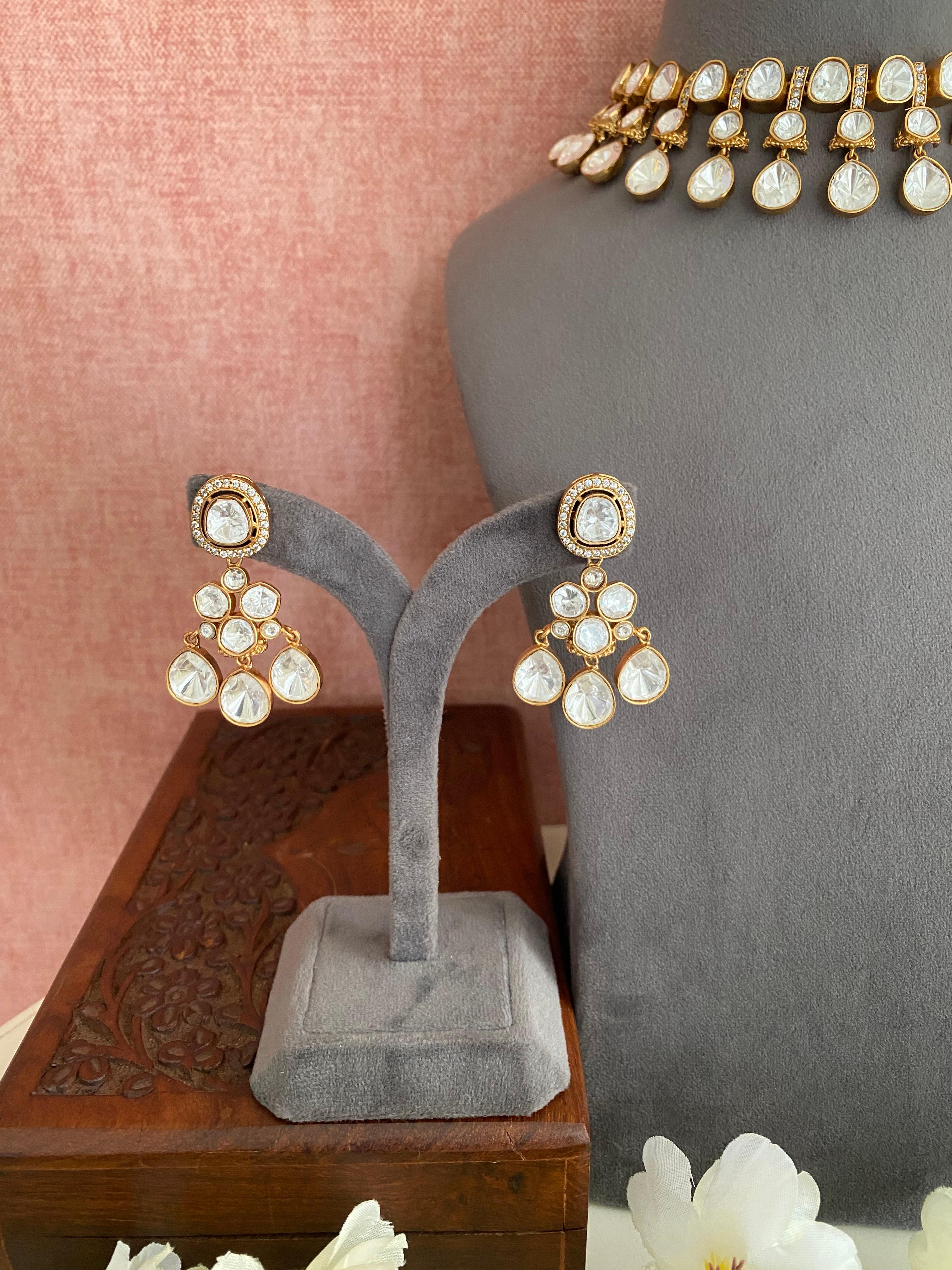 Gold plated Moissanite Necklace Set
