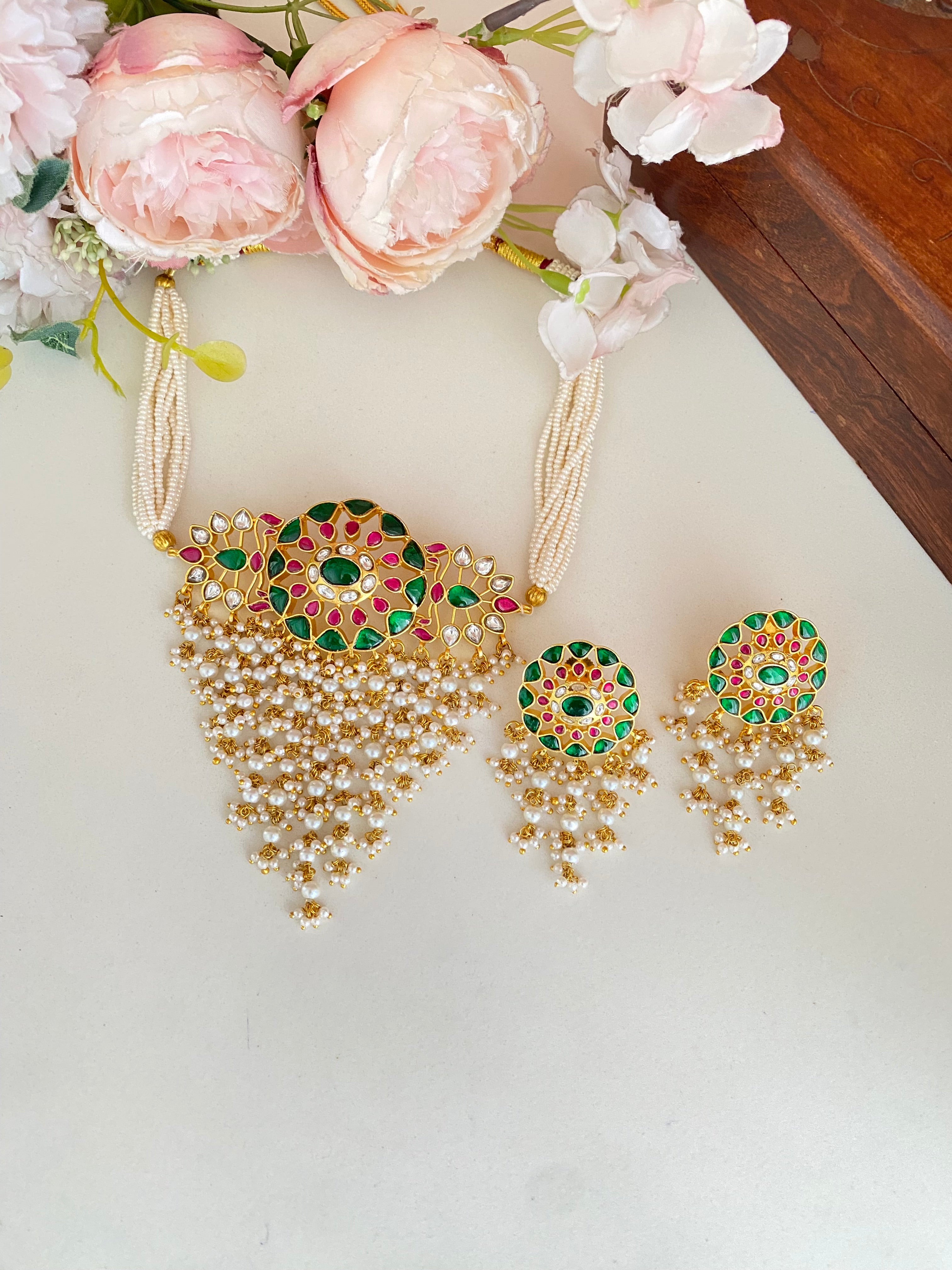 Multi coloured Kundan Choker Set