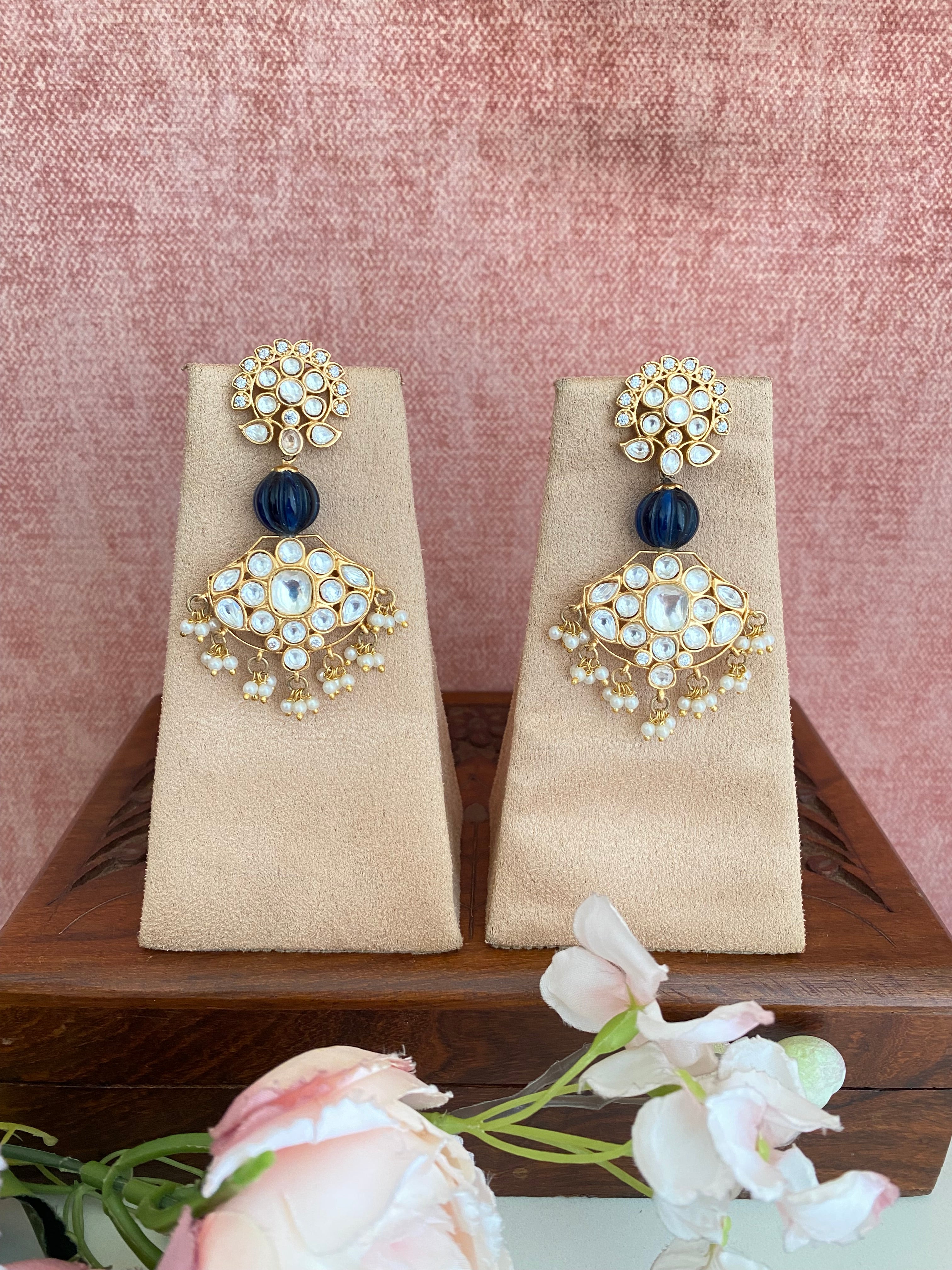 Gold plated Blue Earrings