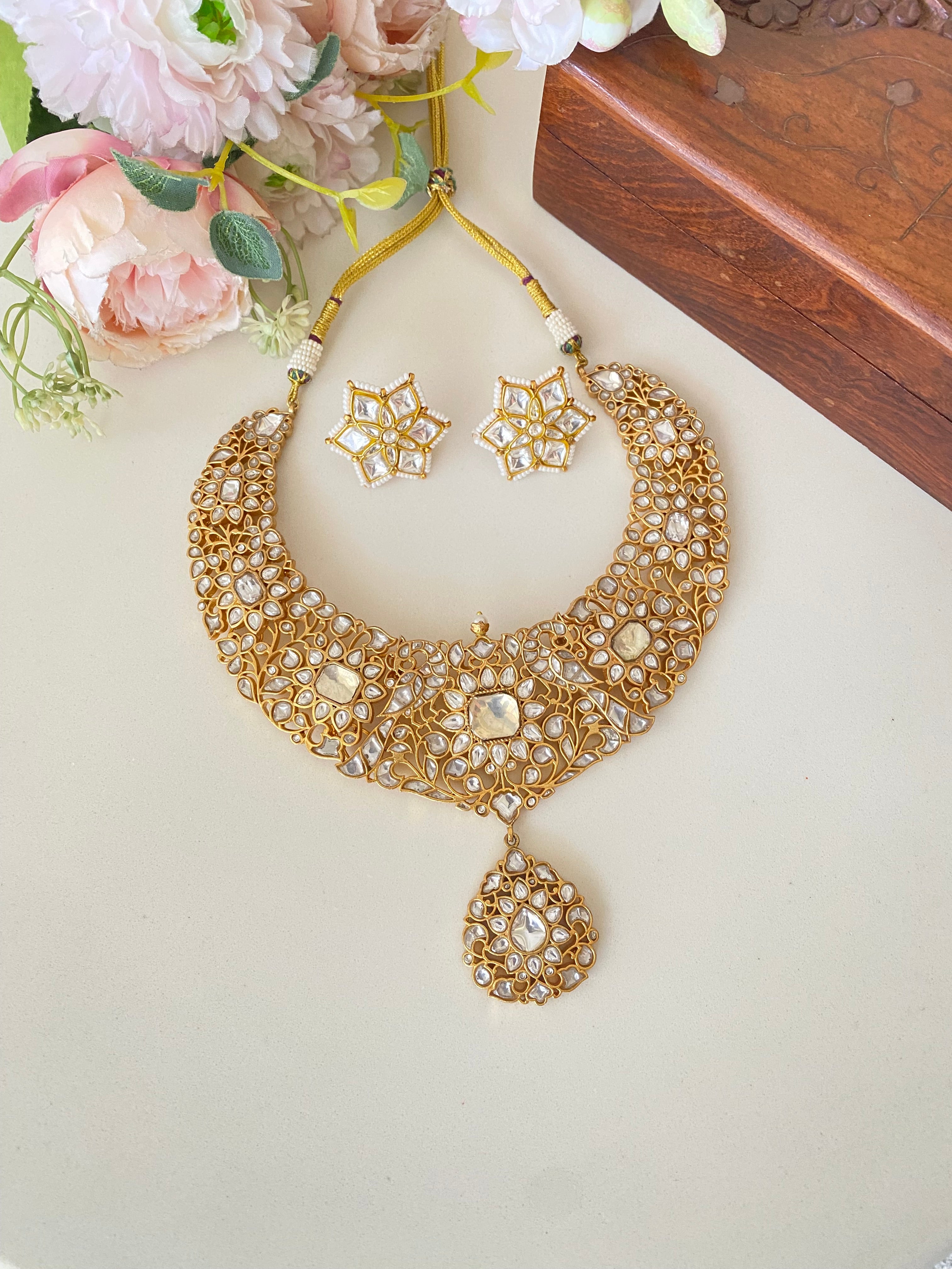 Gold plated Kundan Necklace Set