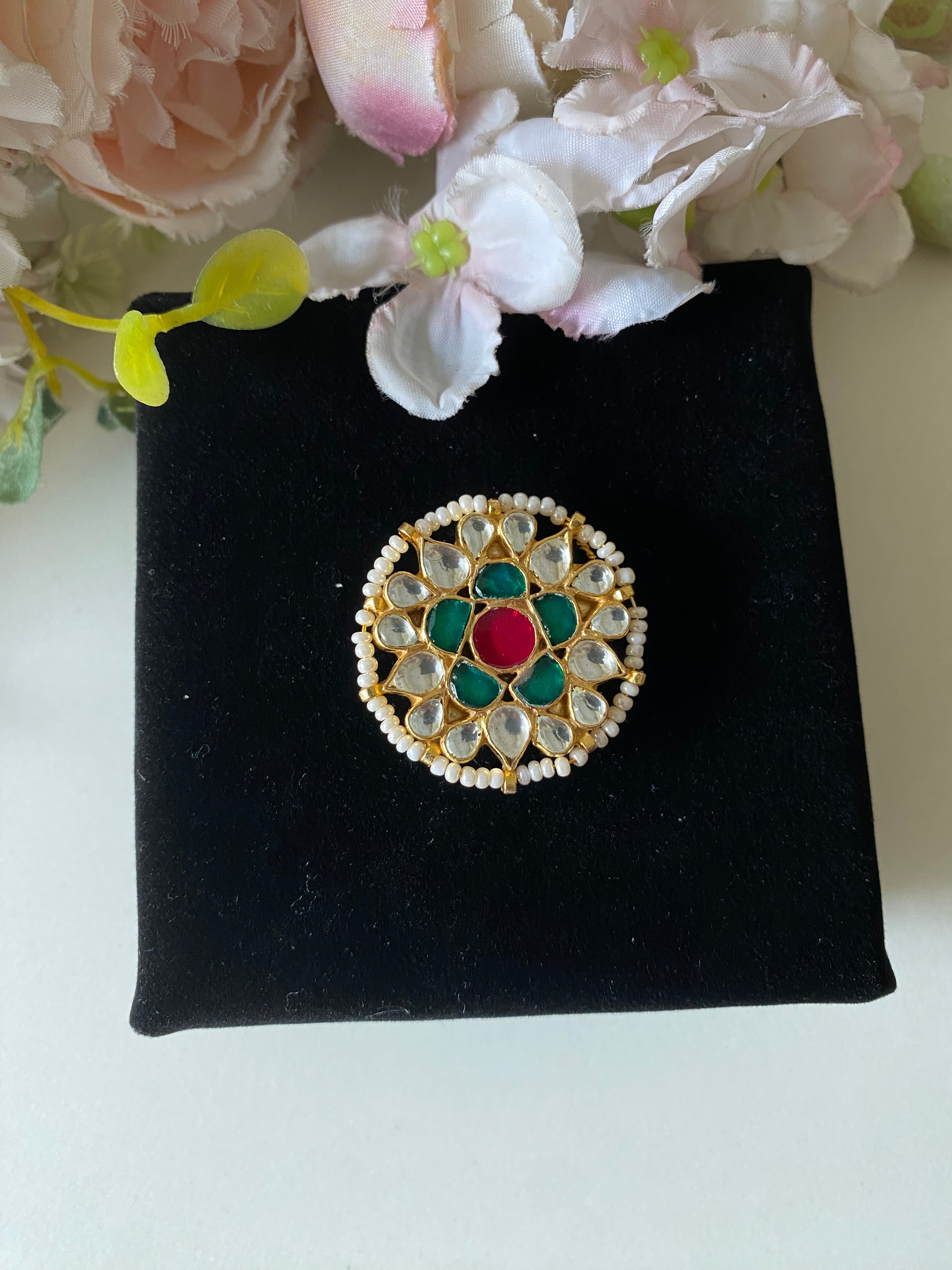 Gold plated Kundan Ring
