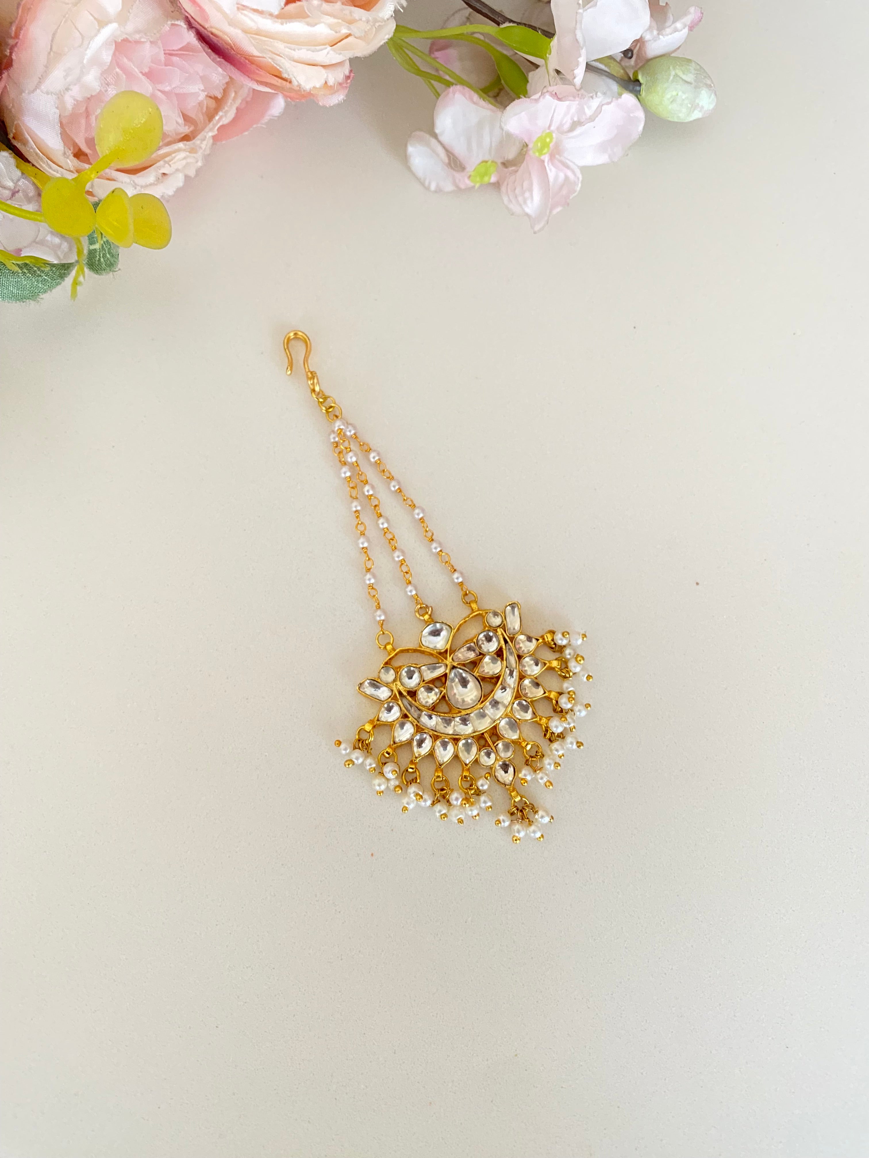 Gold Plated Kundan braid pin