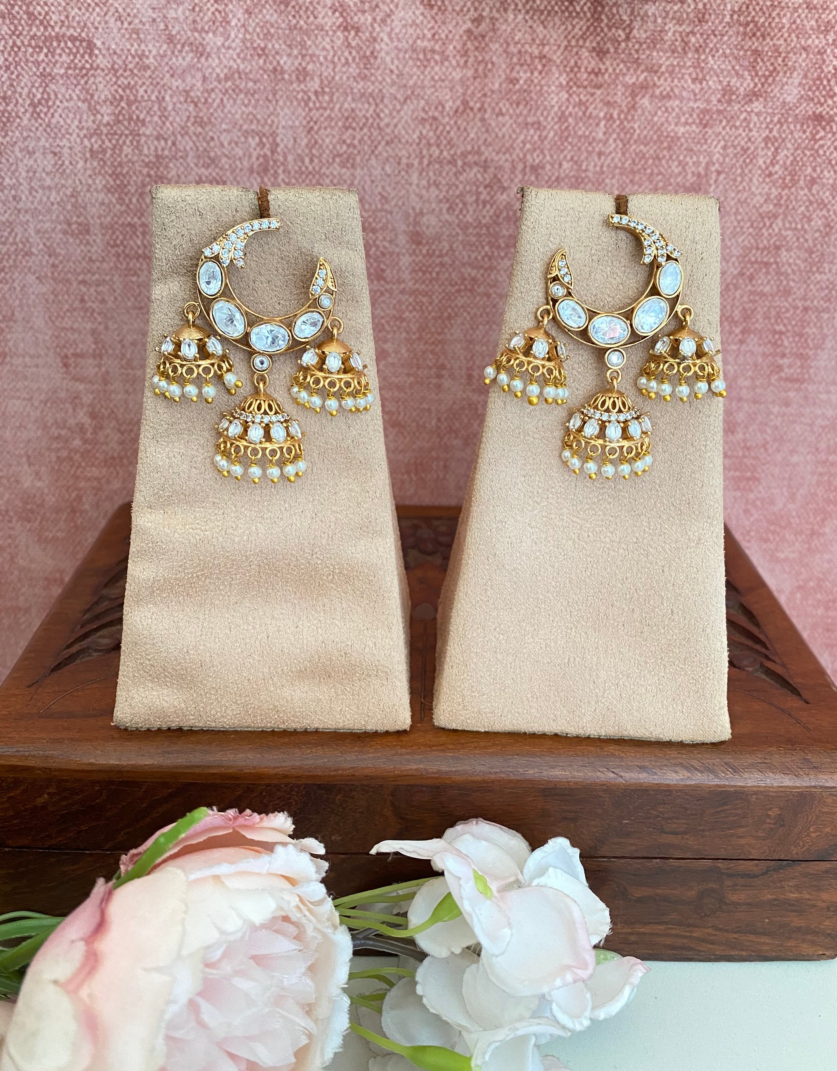 Gold plated Moissanite Jhumka