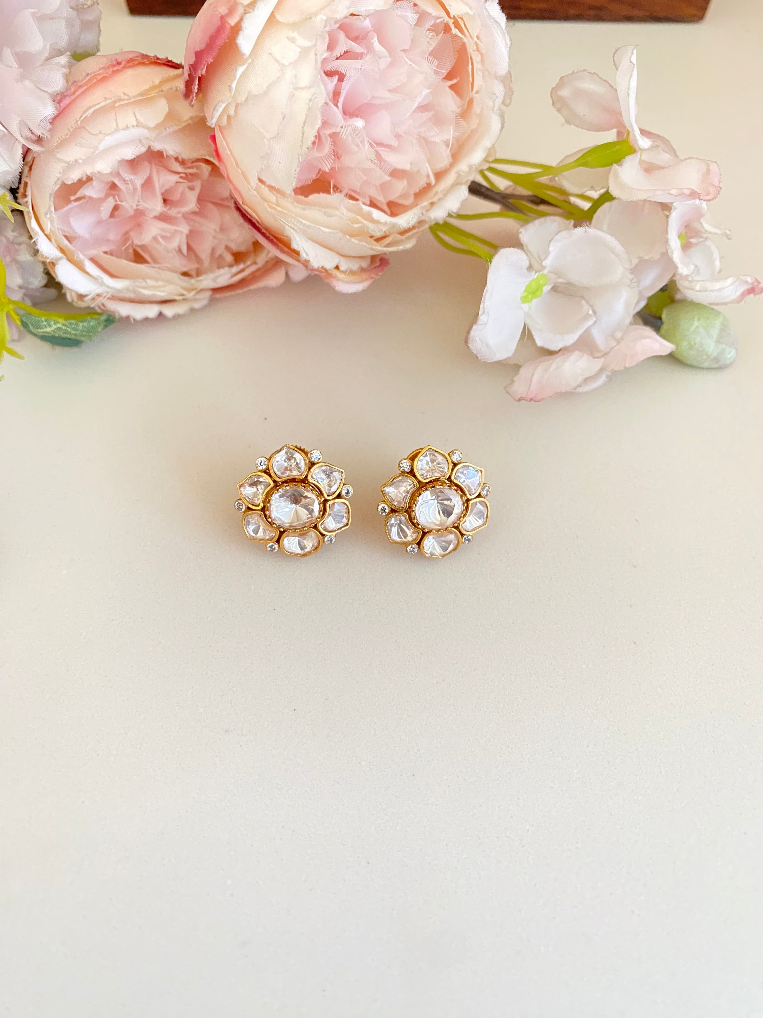 Gold plated Moissanite studs
