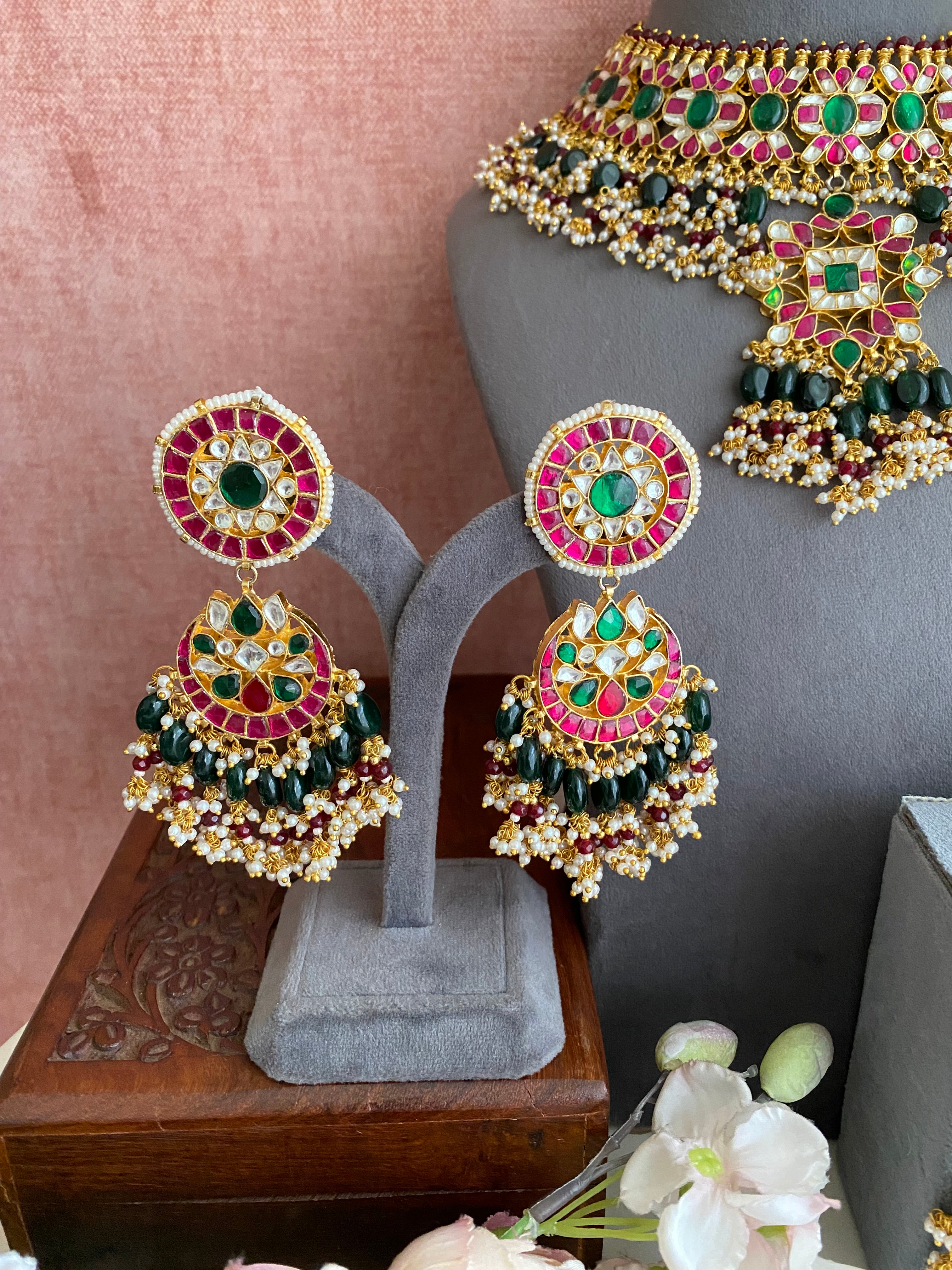 Multicolour kundan Bridal Set
