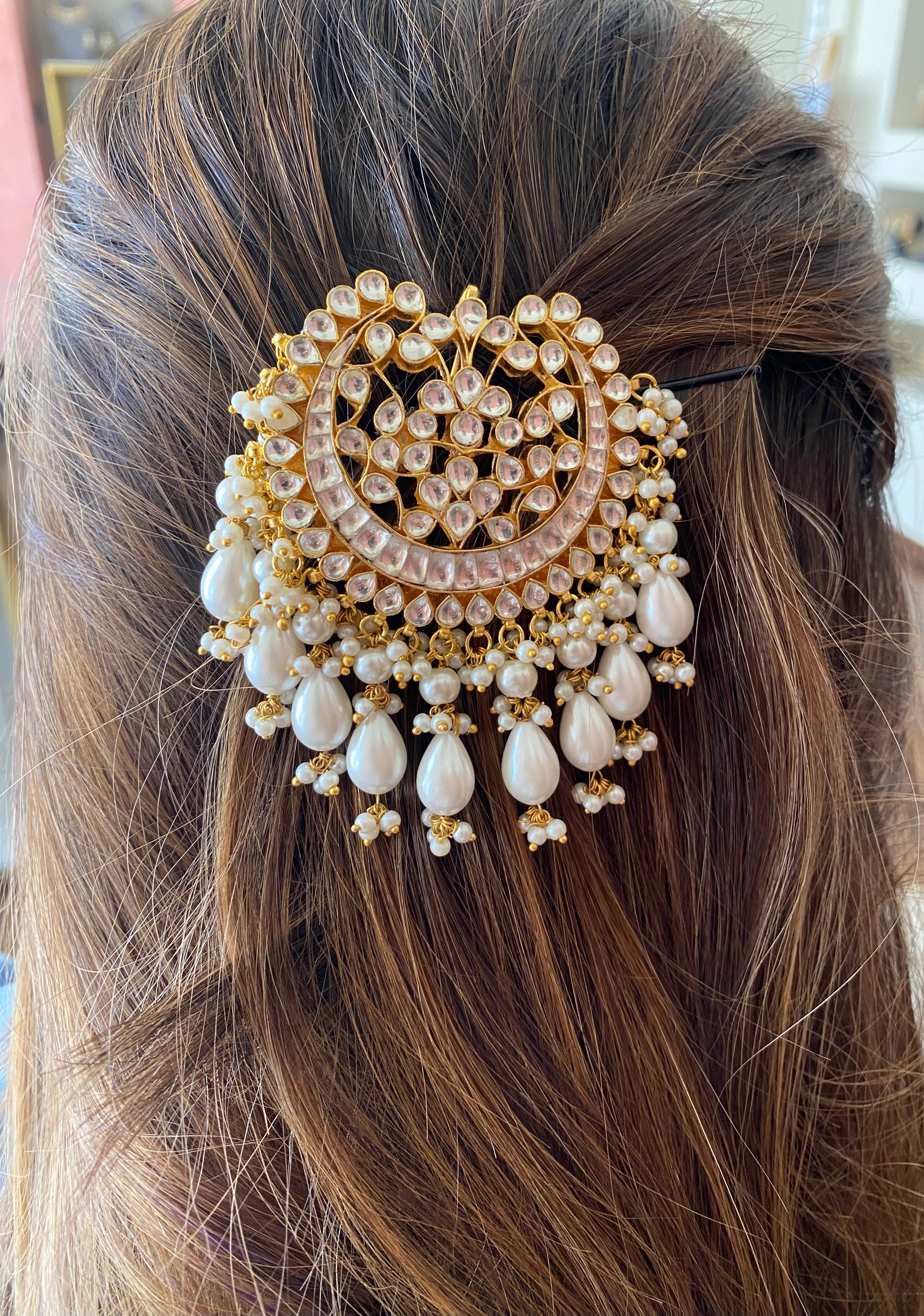 Gold Plated Kundan Juda Pin