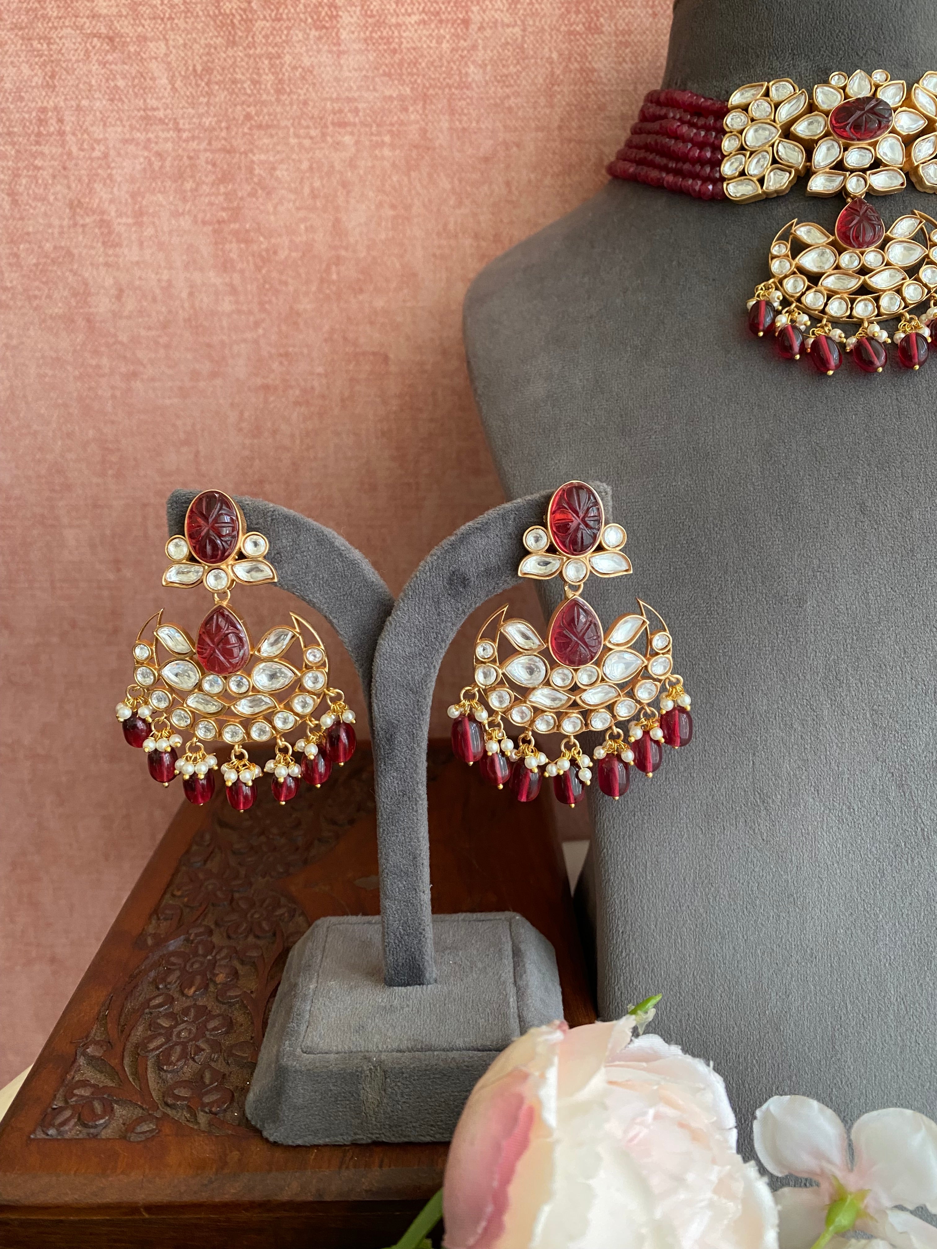 Gold plated Red Choker Set