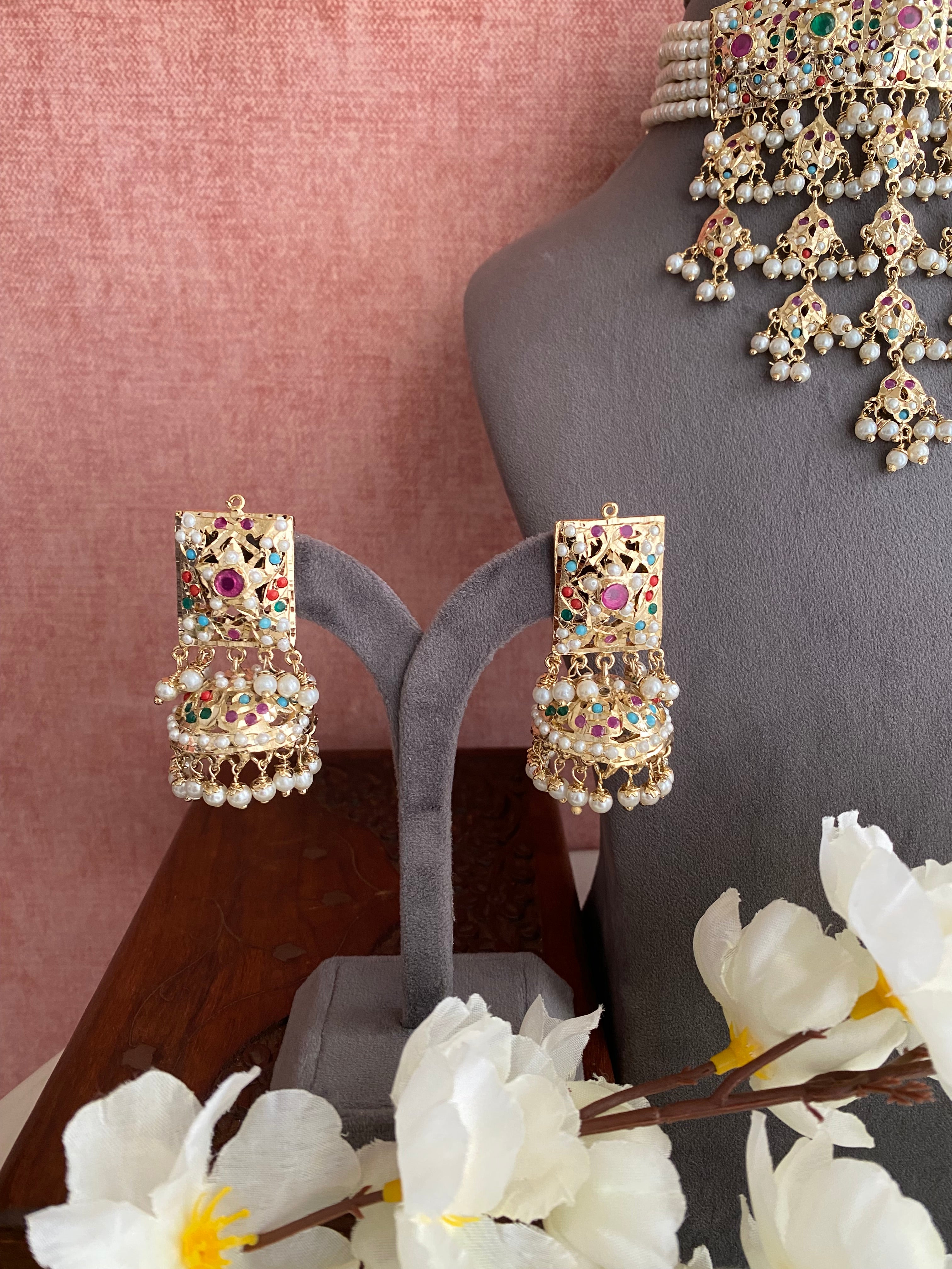 Amritsari Jadau Gold Plated Multi Choker Set