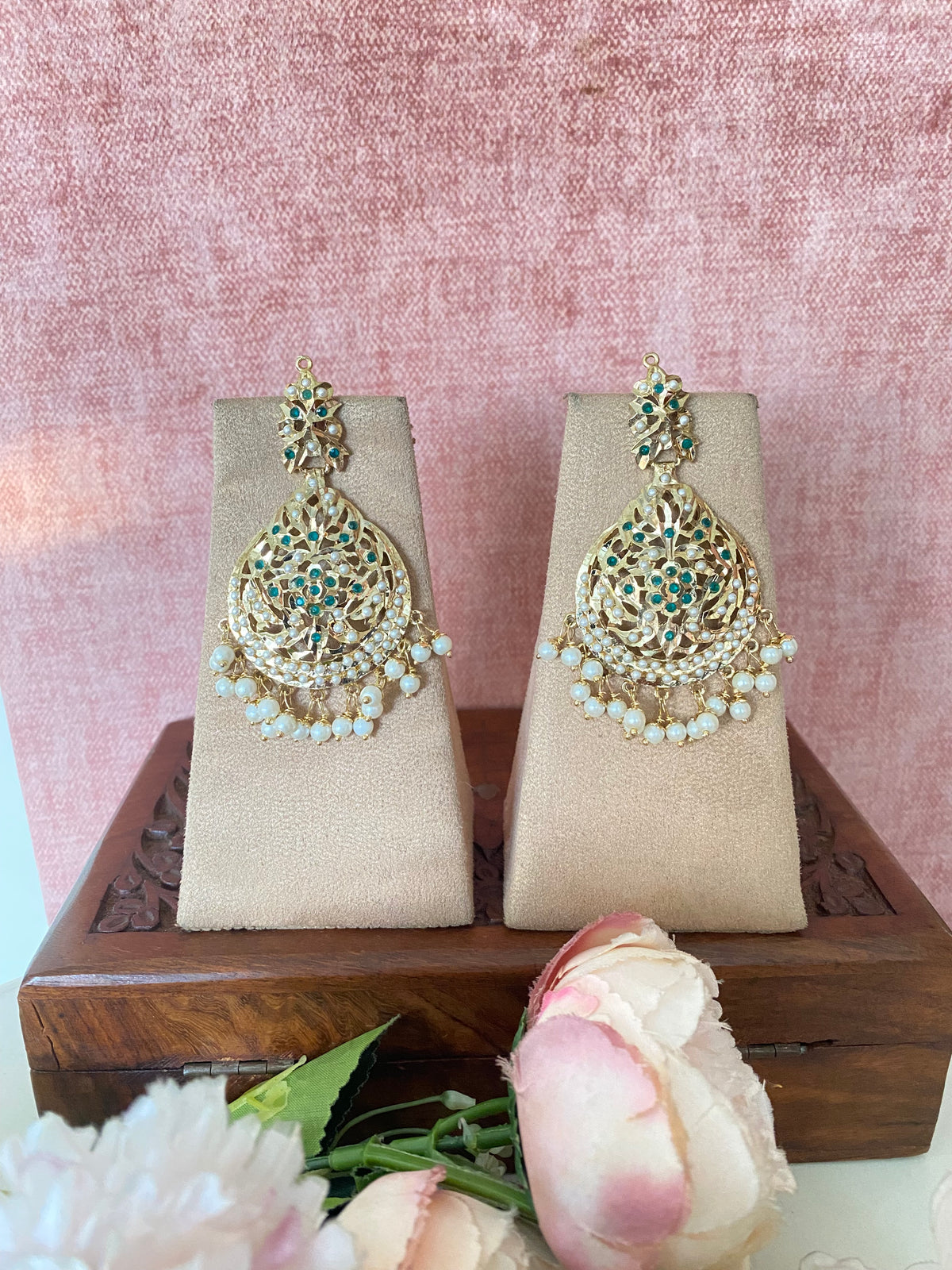 Gold plated Jadau Earrings