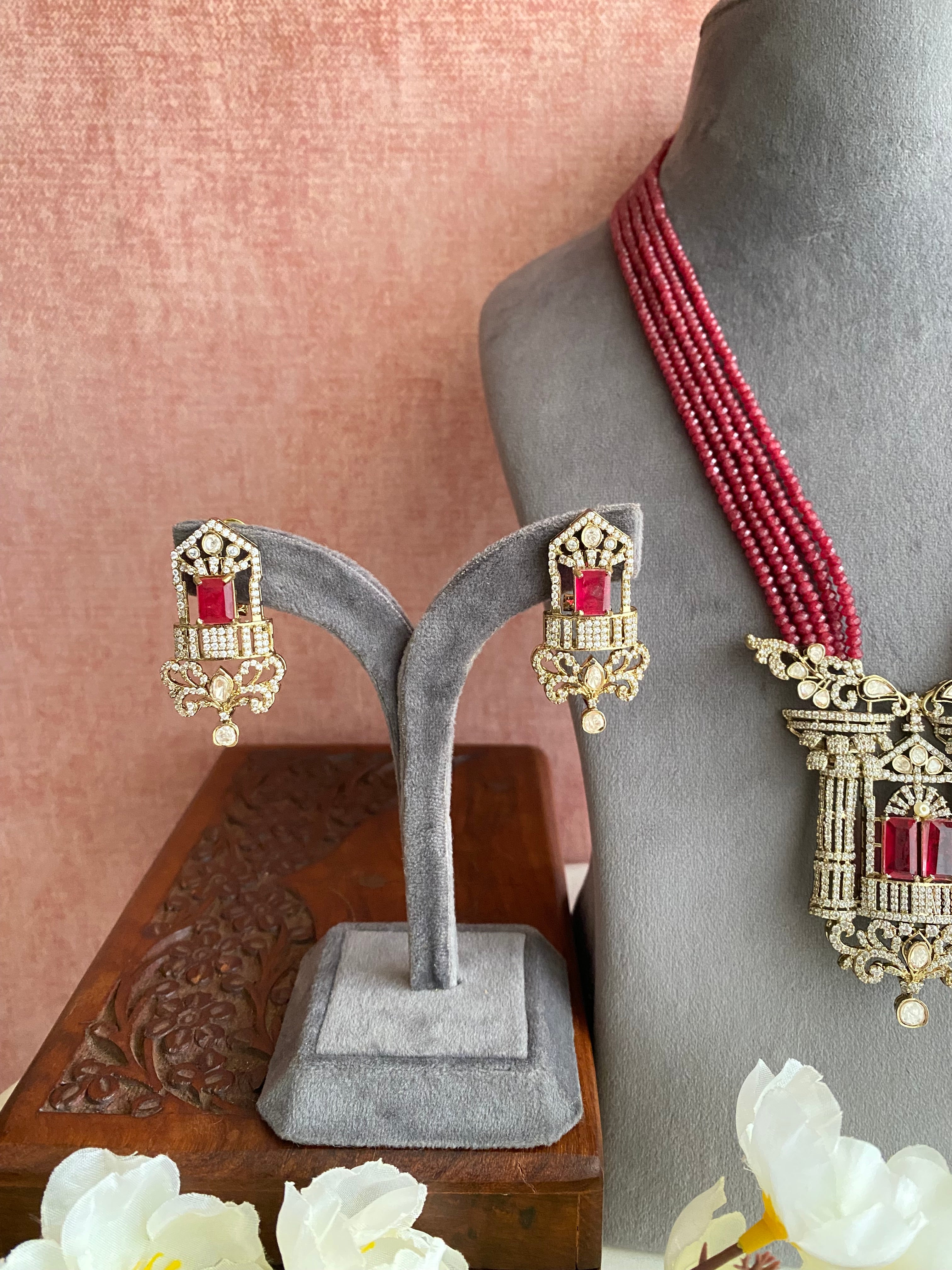 Gold plated Moissanite Necklace Set