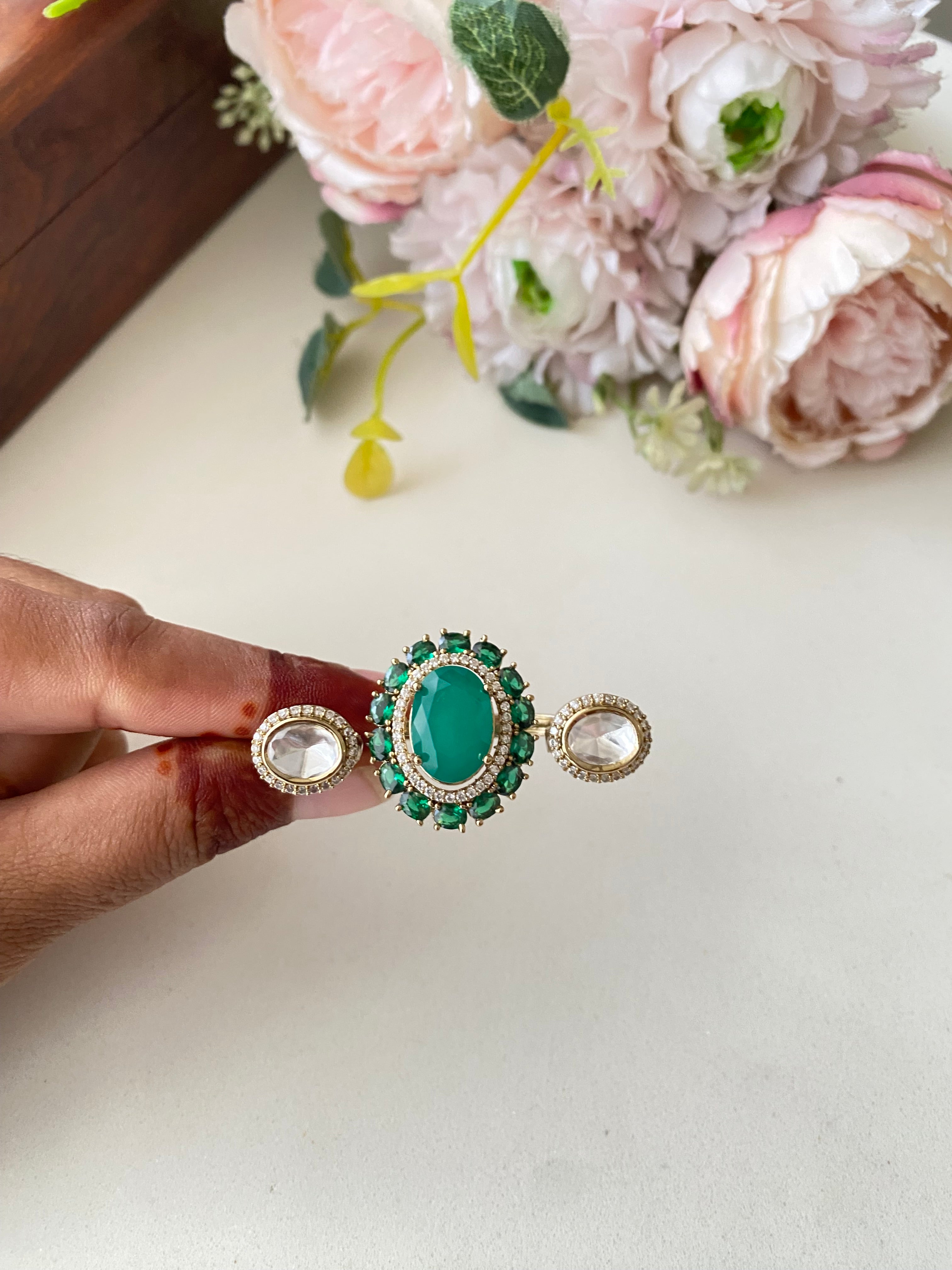 Moissanite Polki Ring