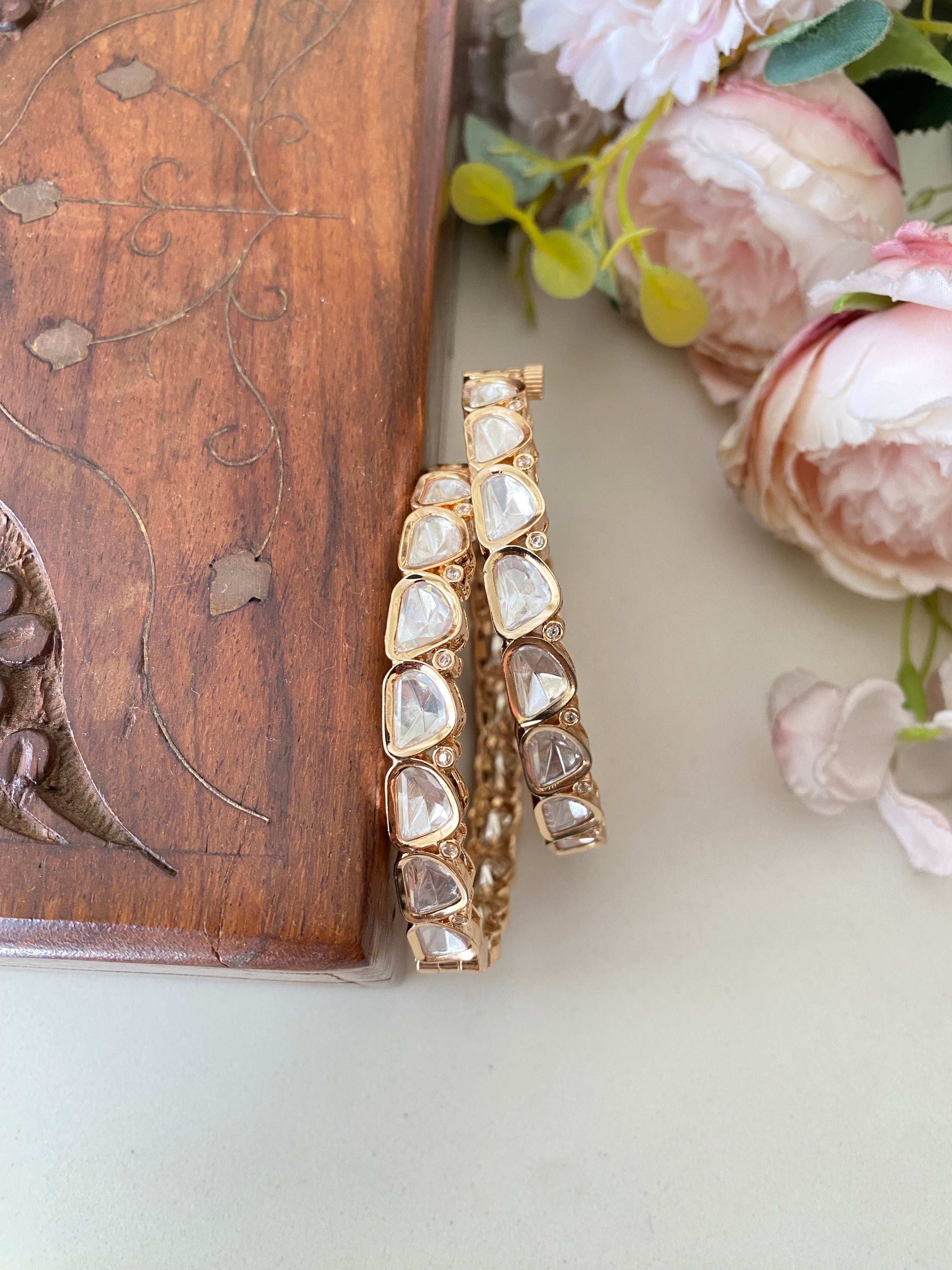 Gold plated Moissanite Bangles