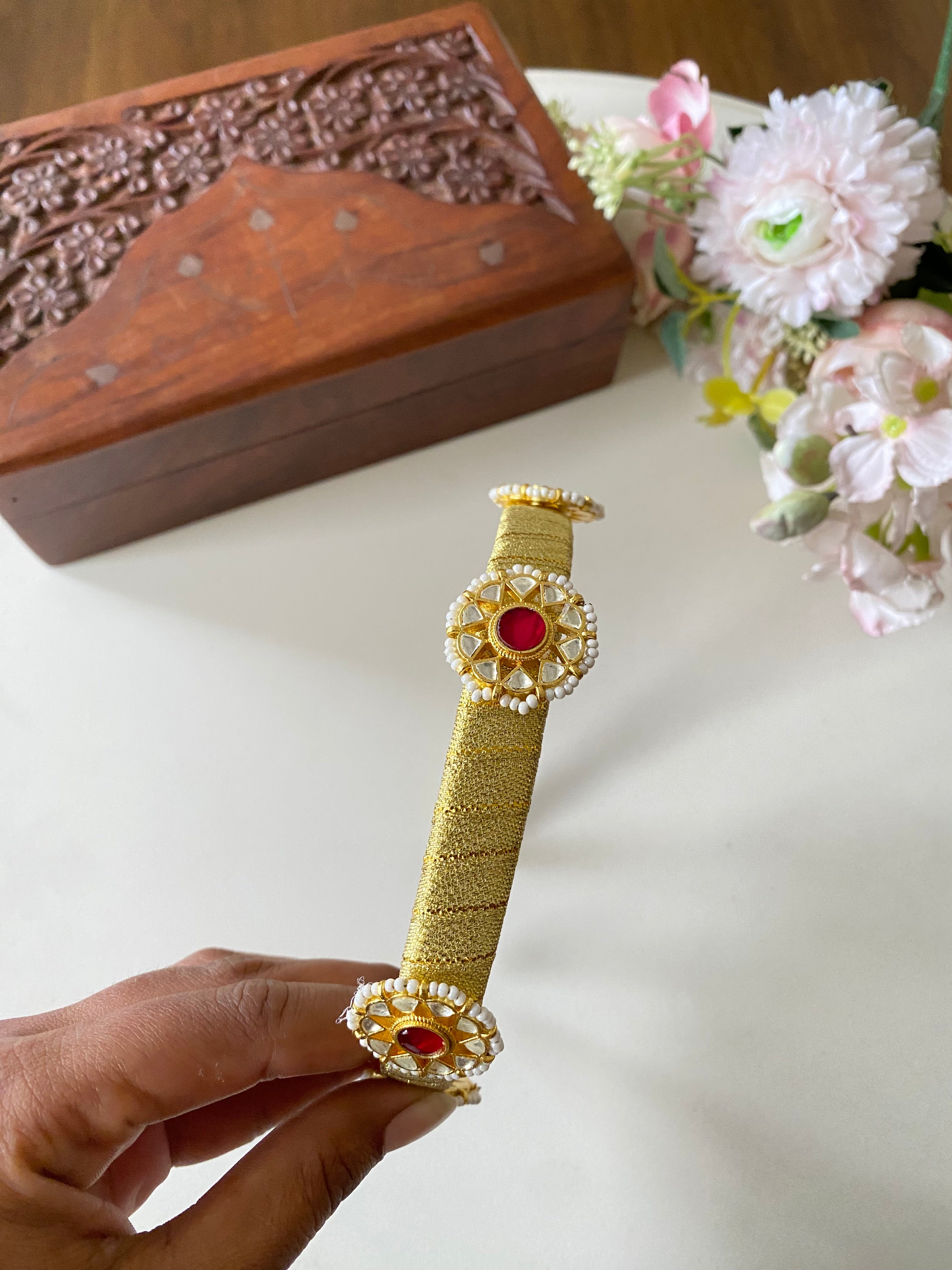 Gold Plated Kundan Hairband