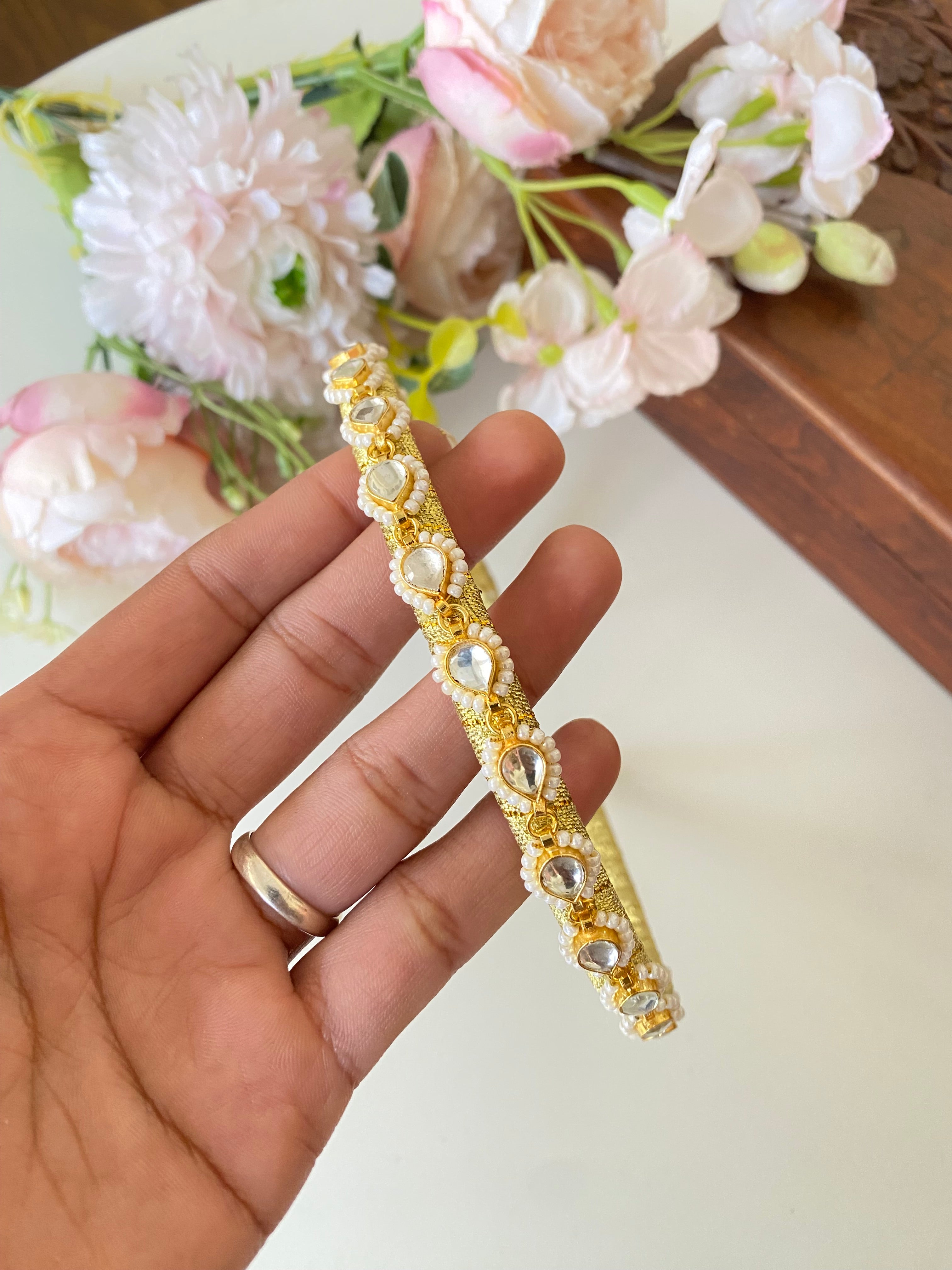 Gold Plated Kundan Hairband