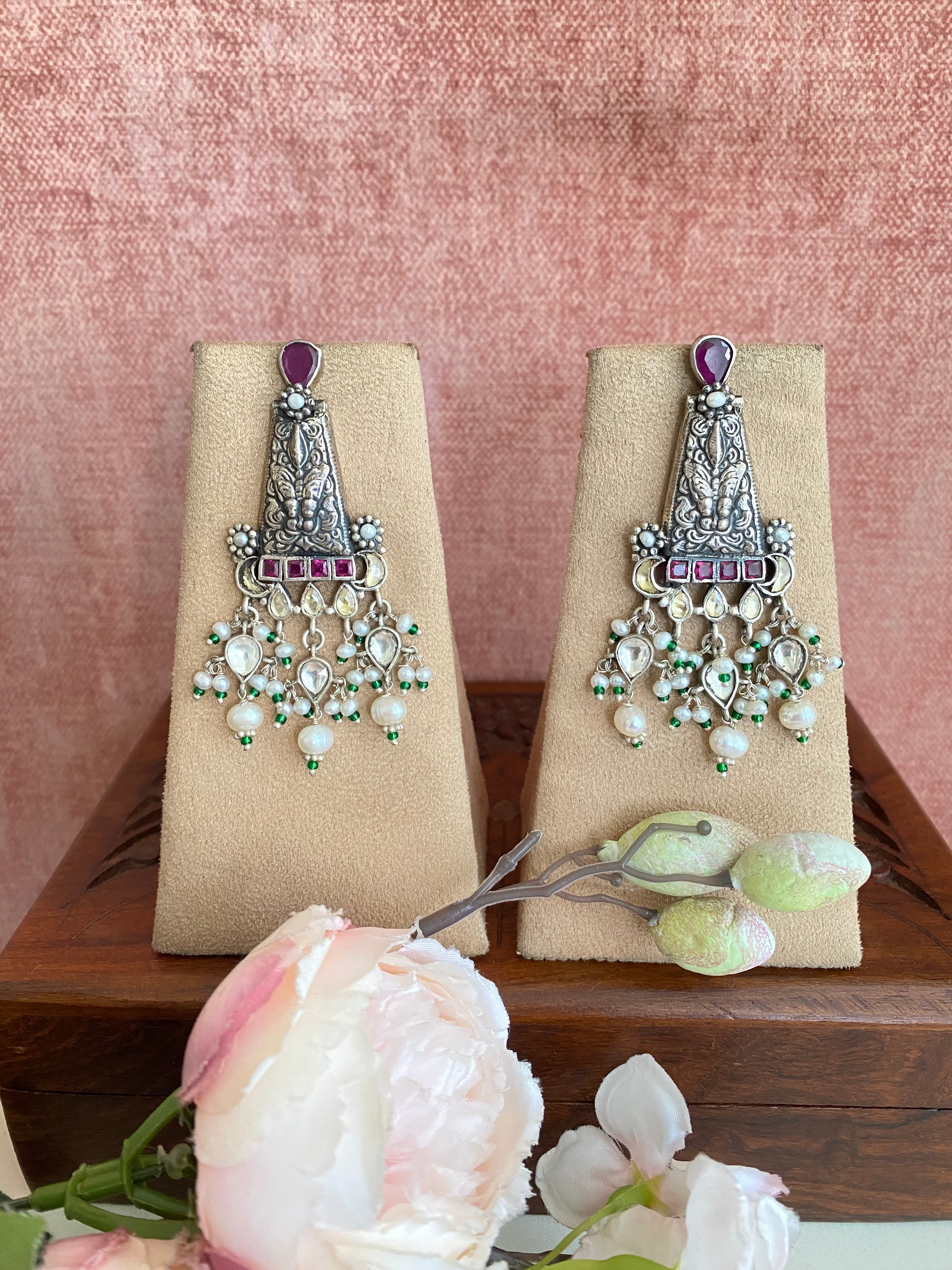 Silver Plated Kundan Earrings
