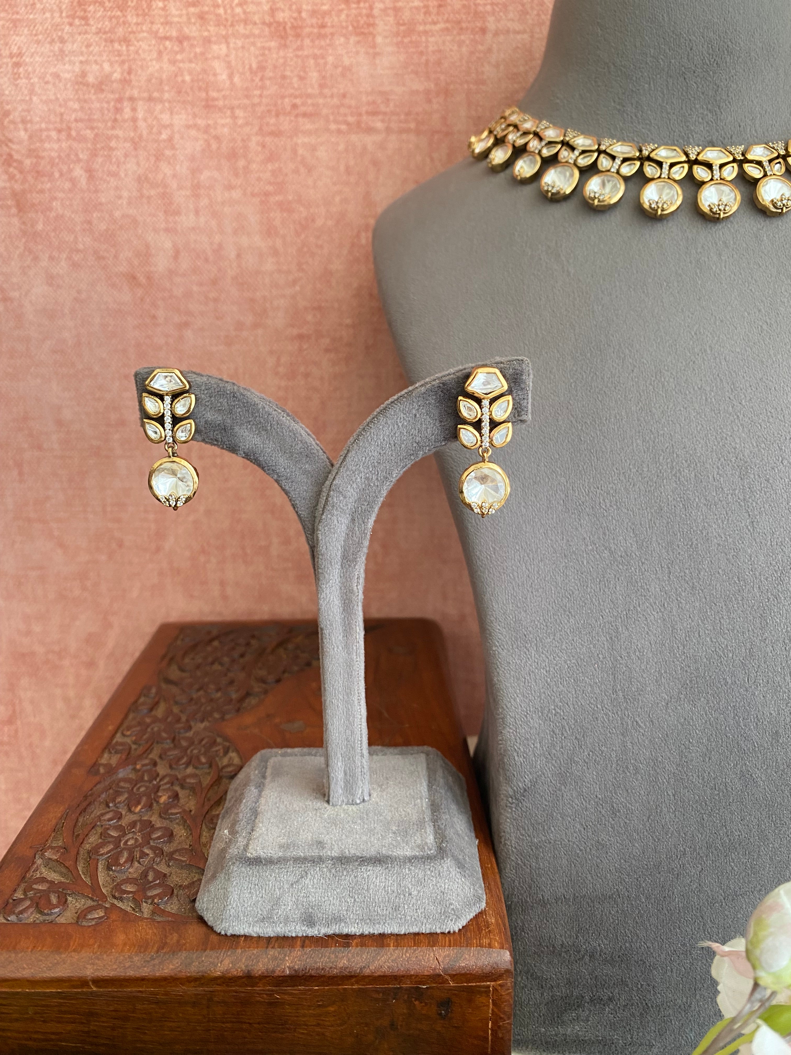 Moissanite Polki Necklace Set