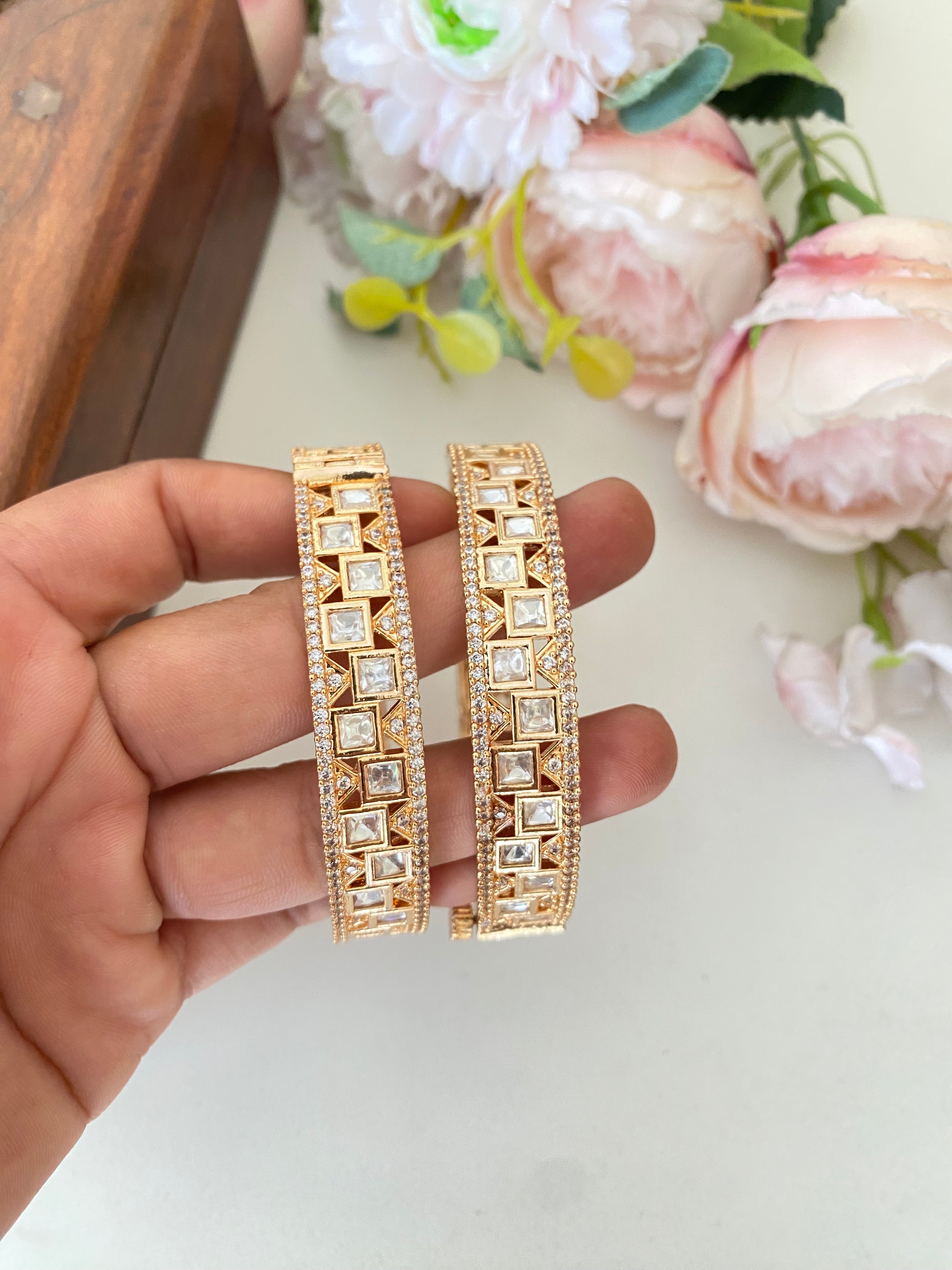 Gold plated Moissanite Bangles