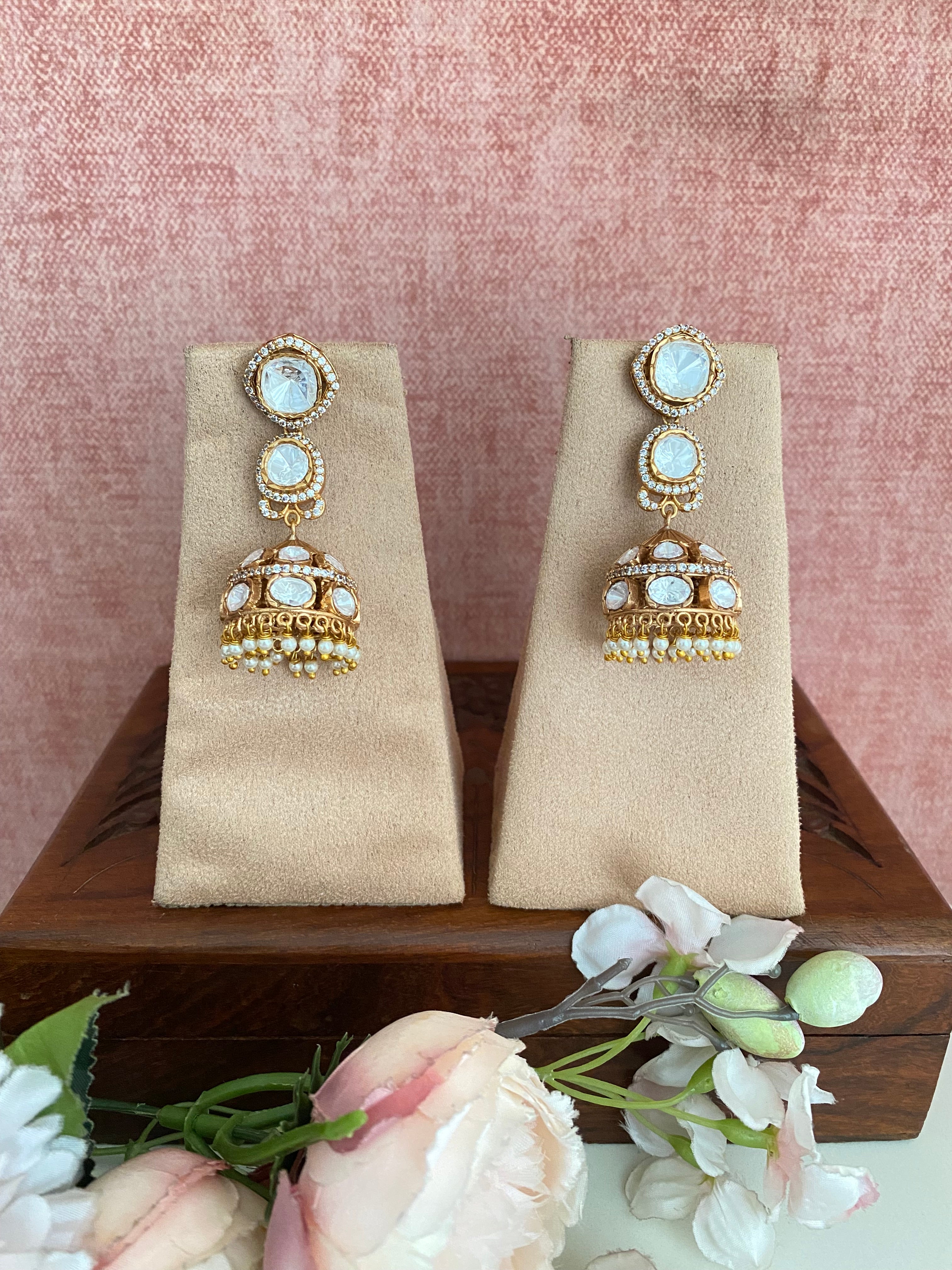 Gold plated Moissanite Jhumka