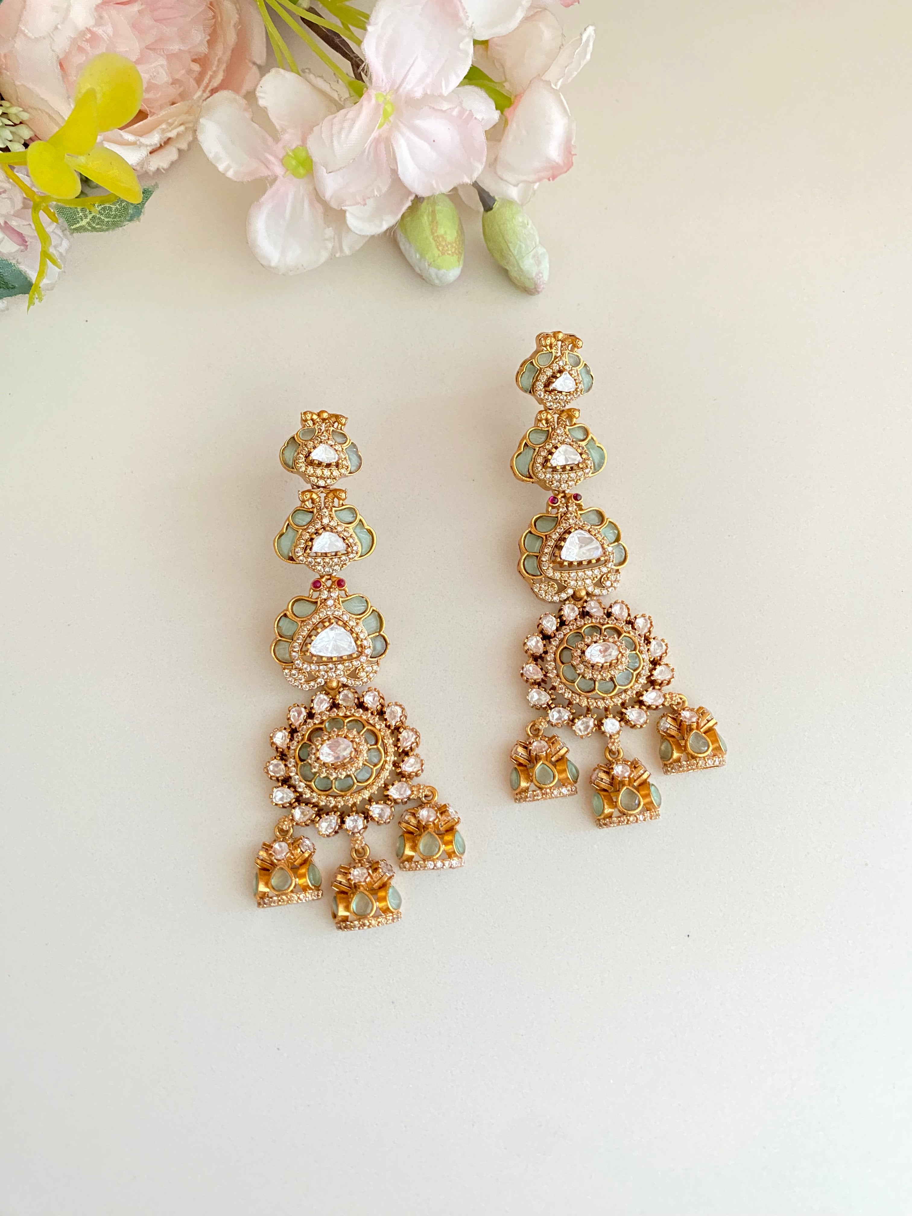 Mint Moissanite earrings