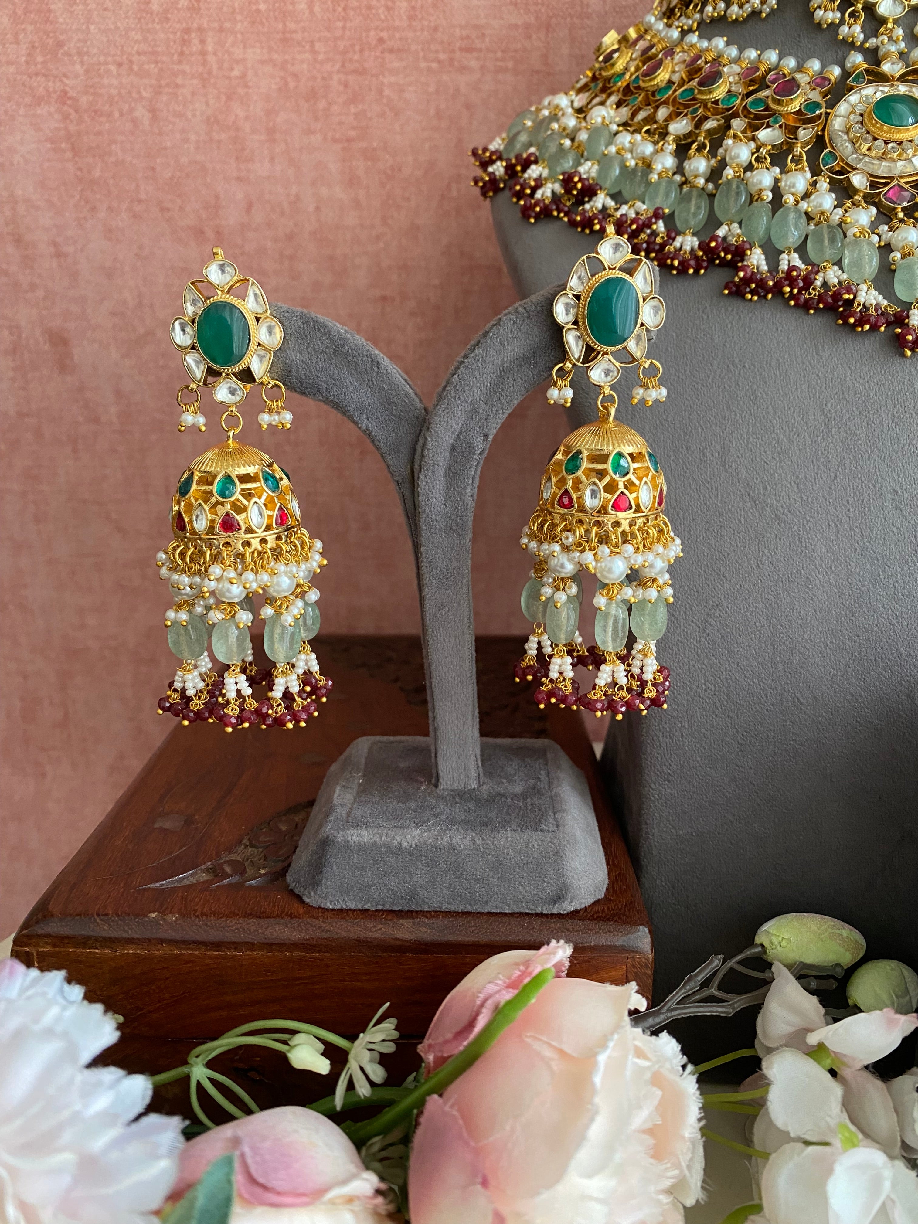 Multi color Kundan Bridal Double set