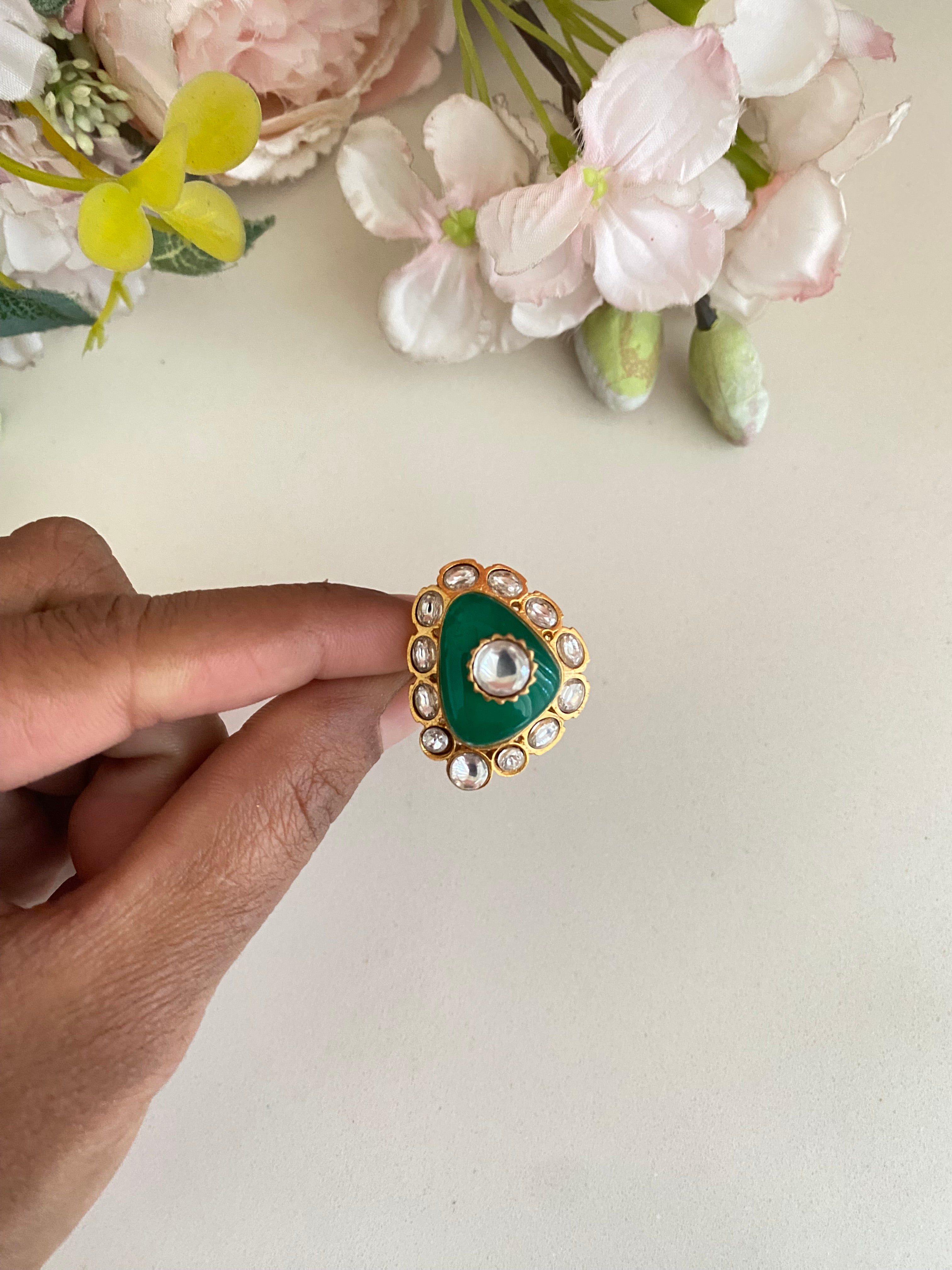 Moissanite Polki Ring