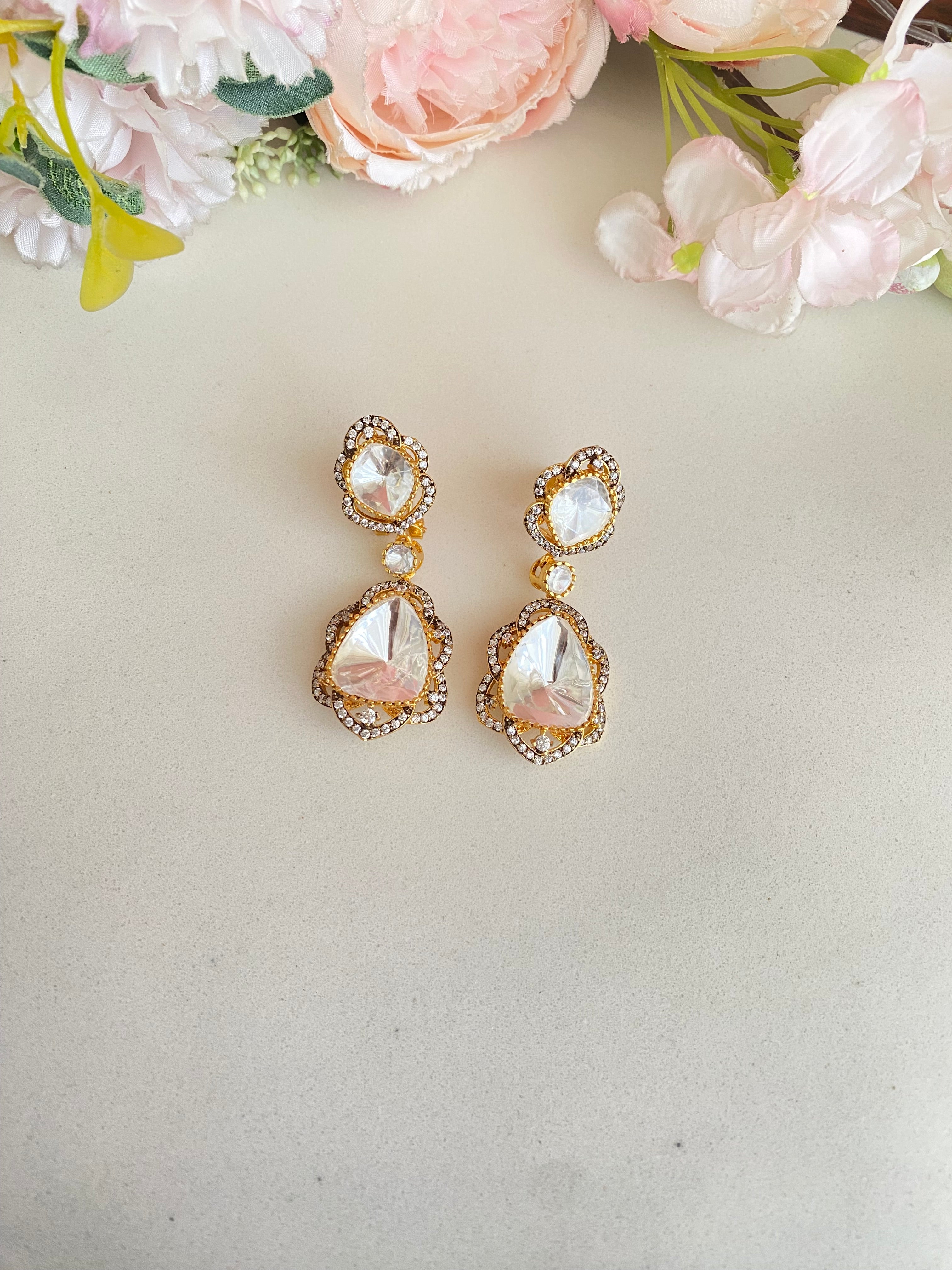 Gold plated Moissanite Earrings