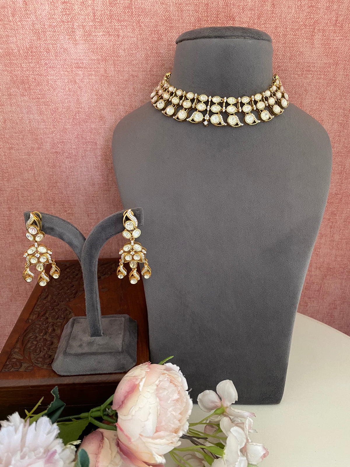 Moissanite Polki Necklace Set