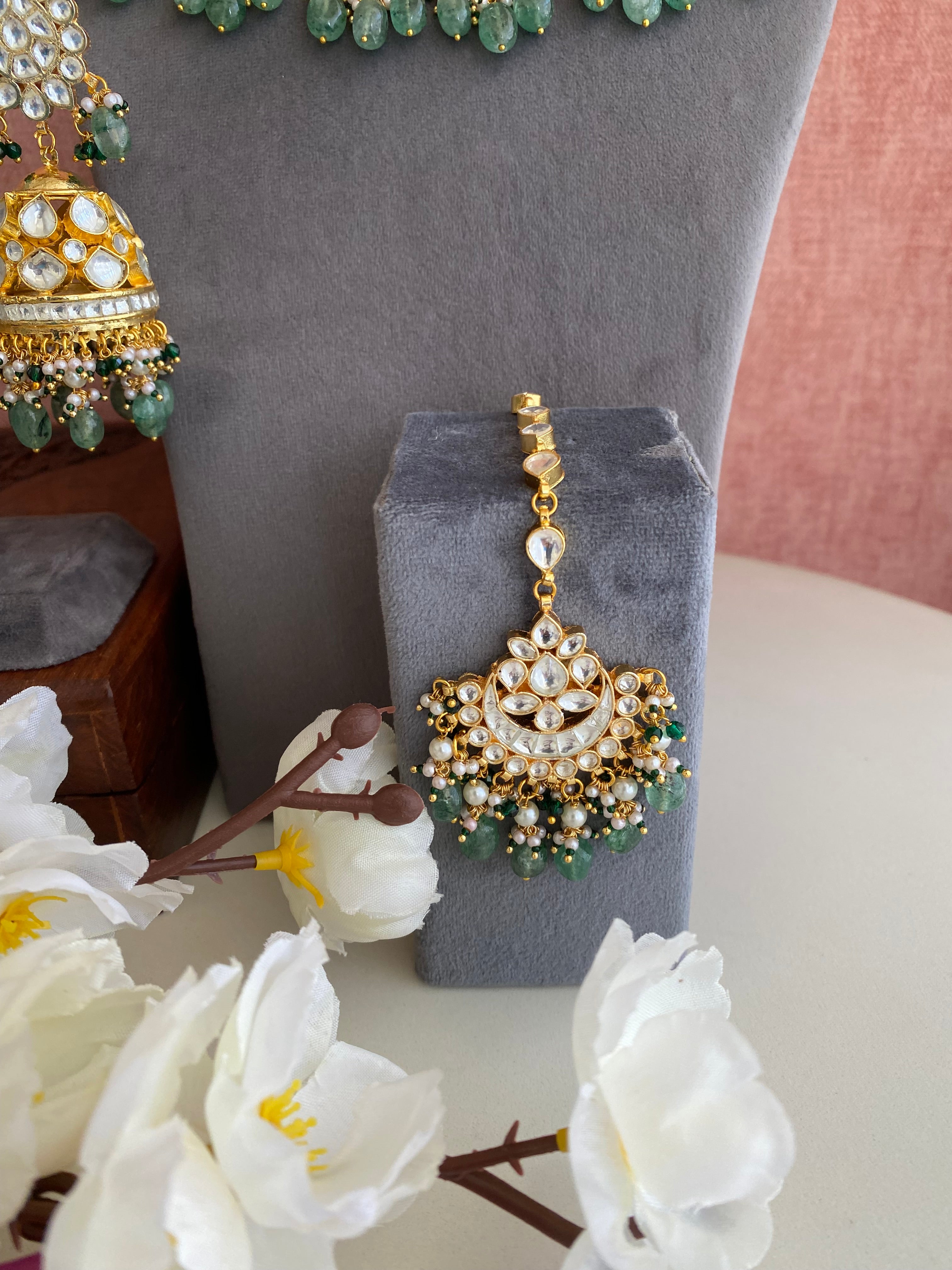 Kundan Gold plated Bridal set in Pearl