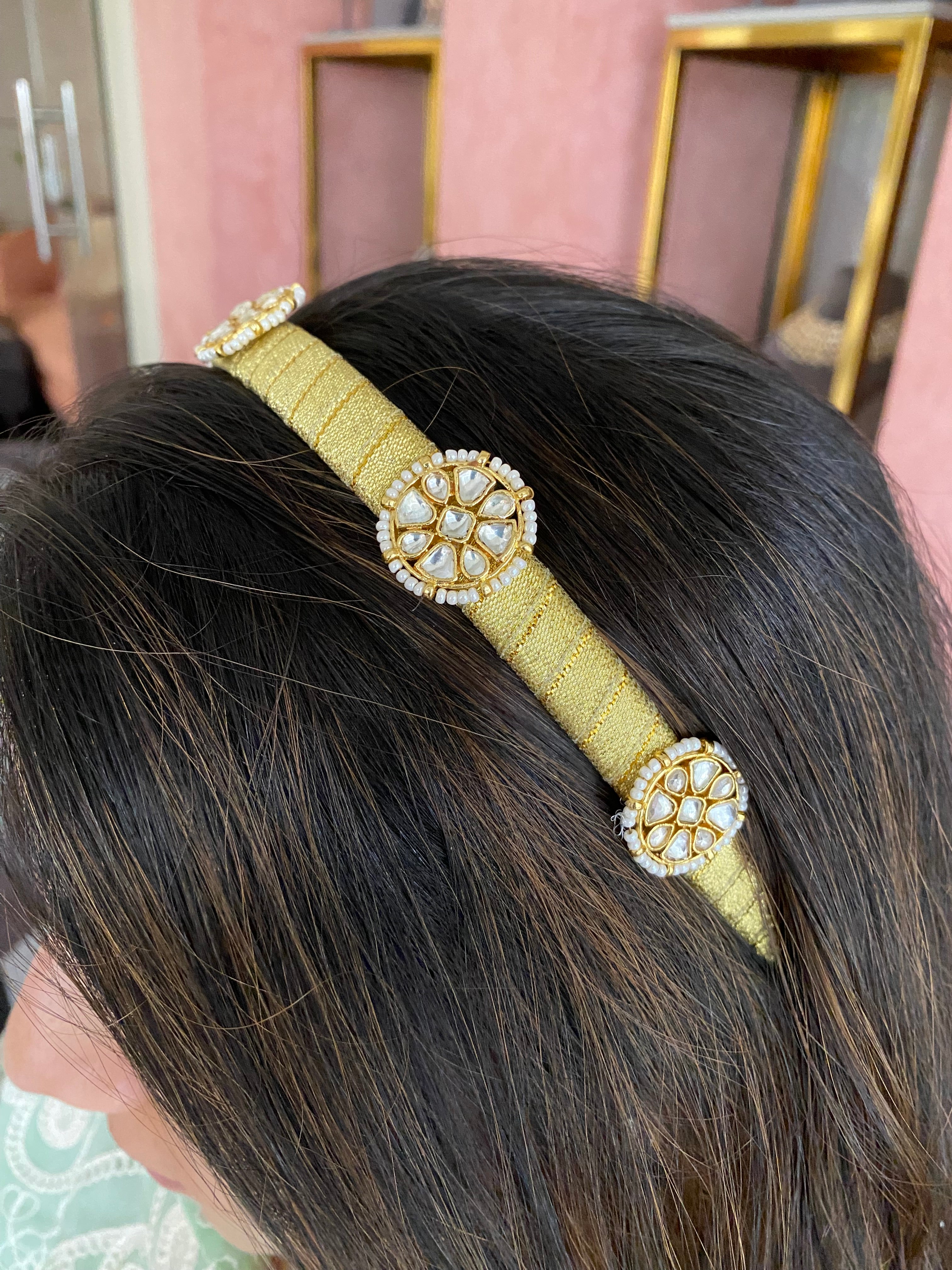 Gold Plated Kundan Hairband