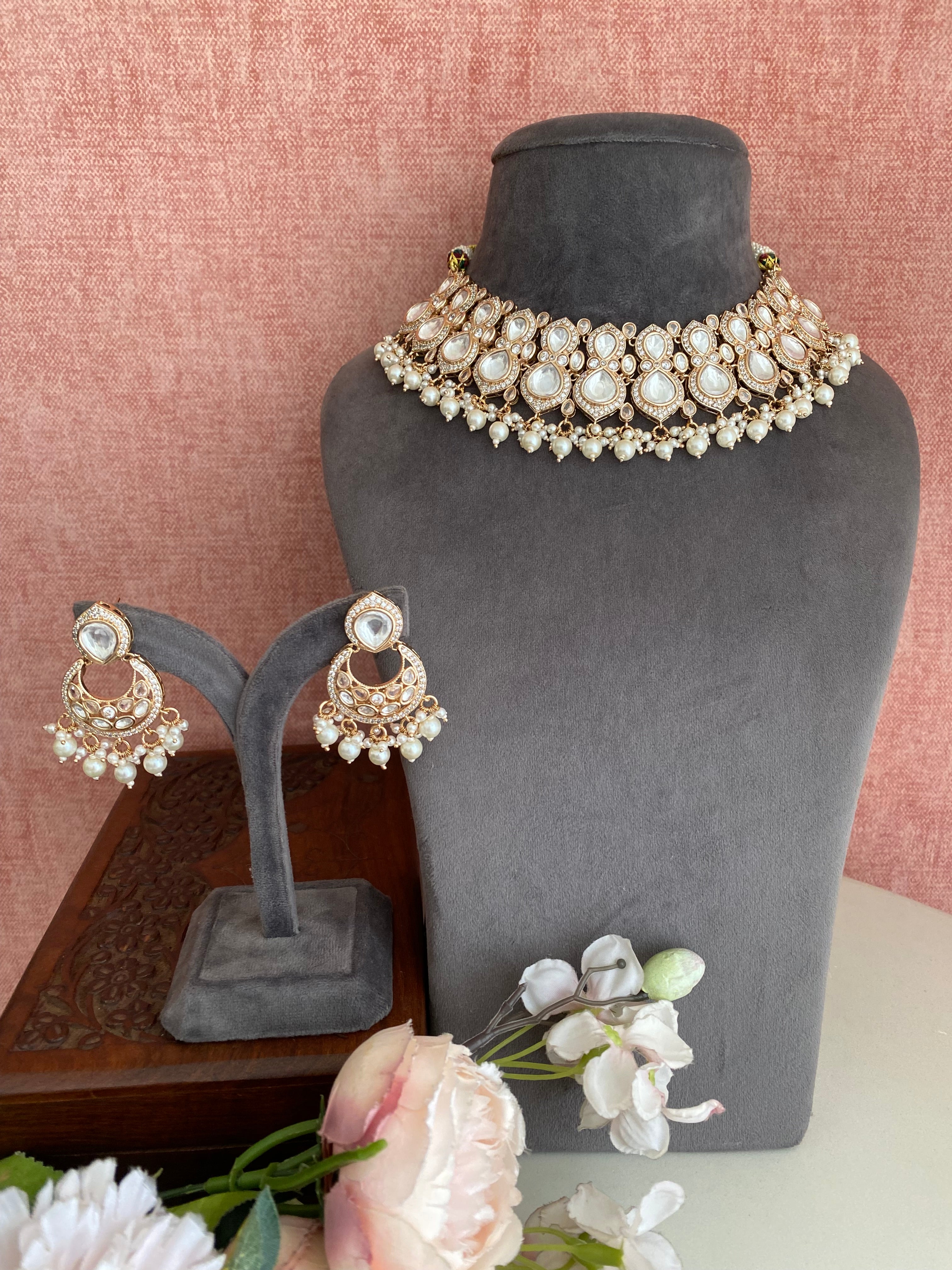 Moissanite Polki Necklace Set